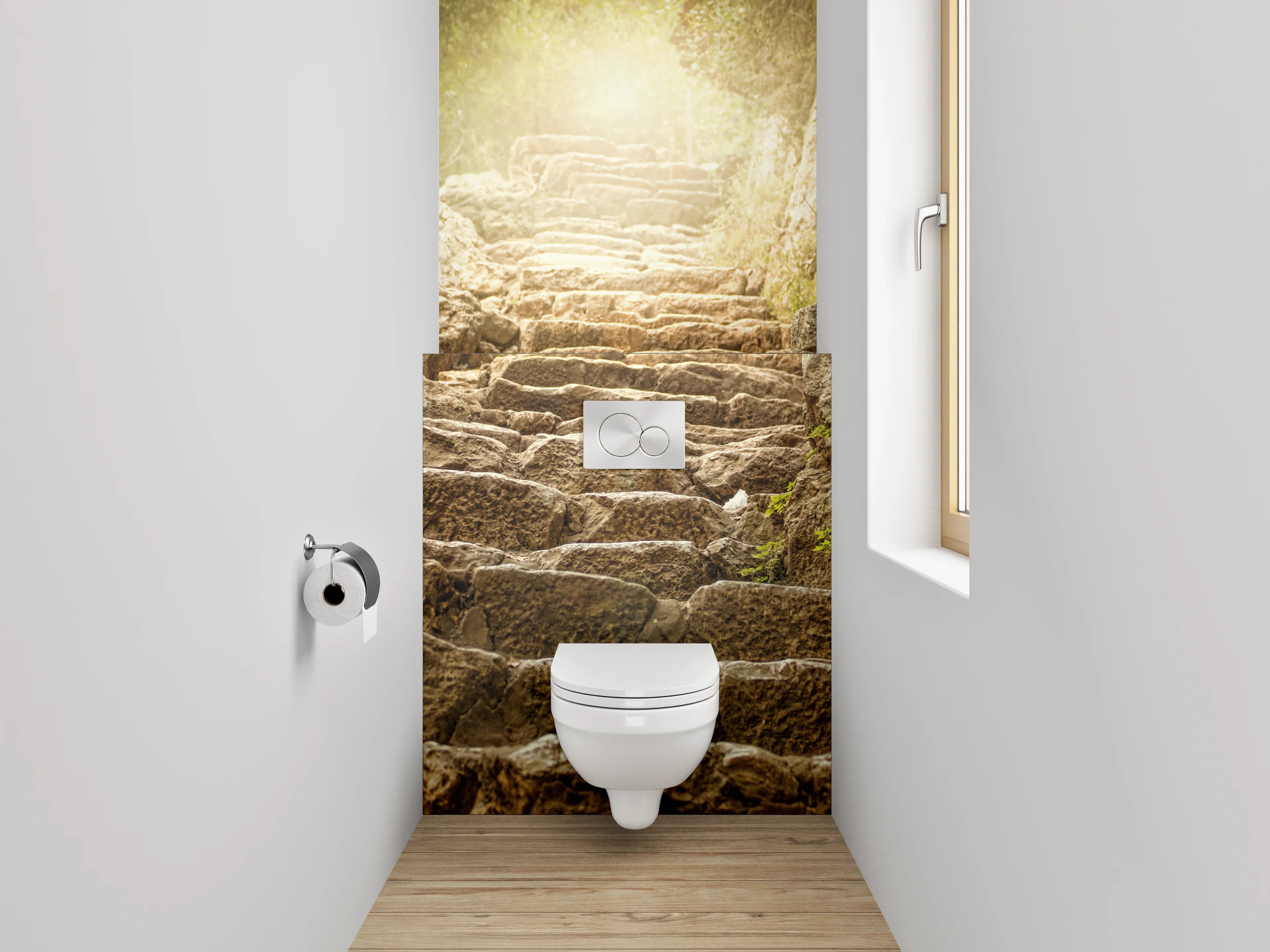 WC-Rückwand - Steintreppe im Sonnenlicht