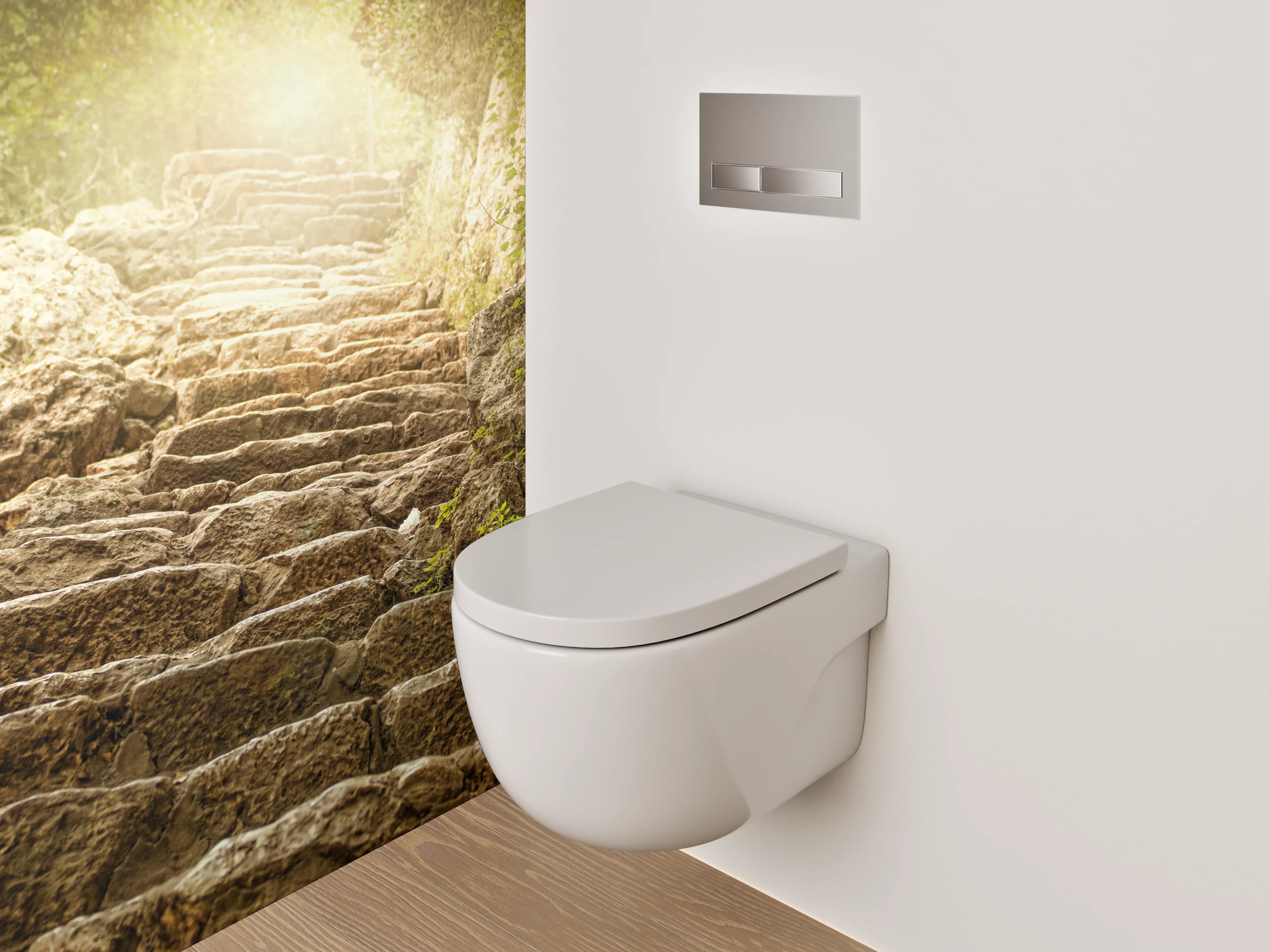 WC-Rückwand - Steintreppe im Sonnenlicht