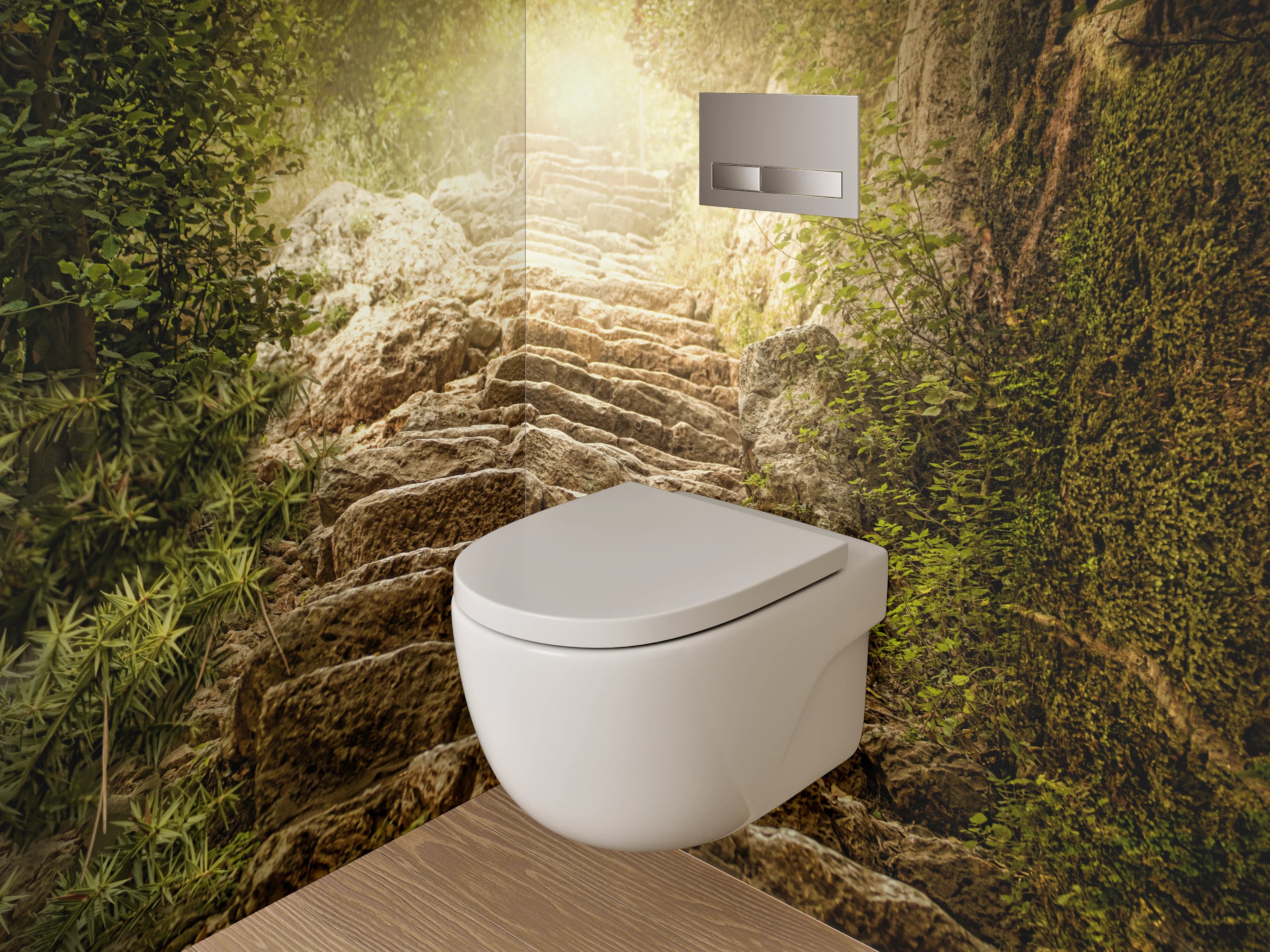WC-Rückwand - Steintreppe im Sonnenlicht