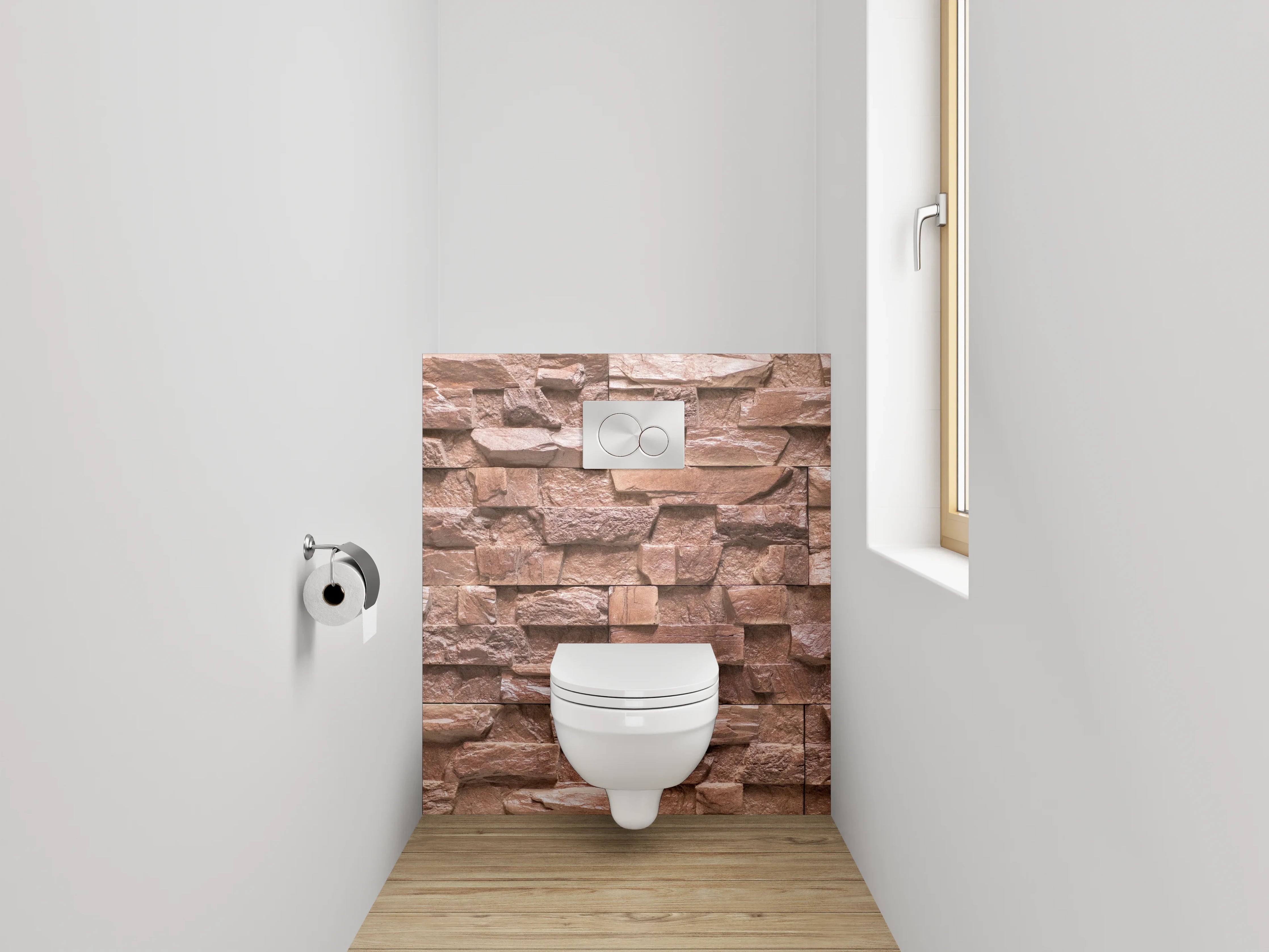 WC-Rückwand - Steinwand Optik Braun Rustikal