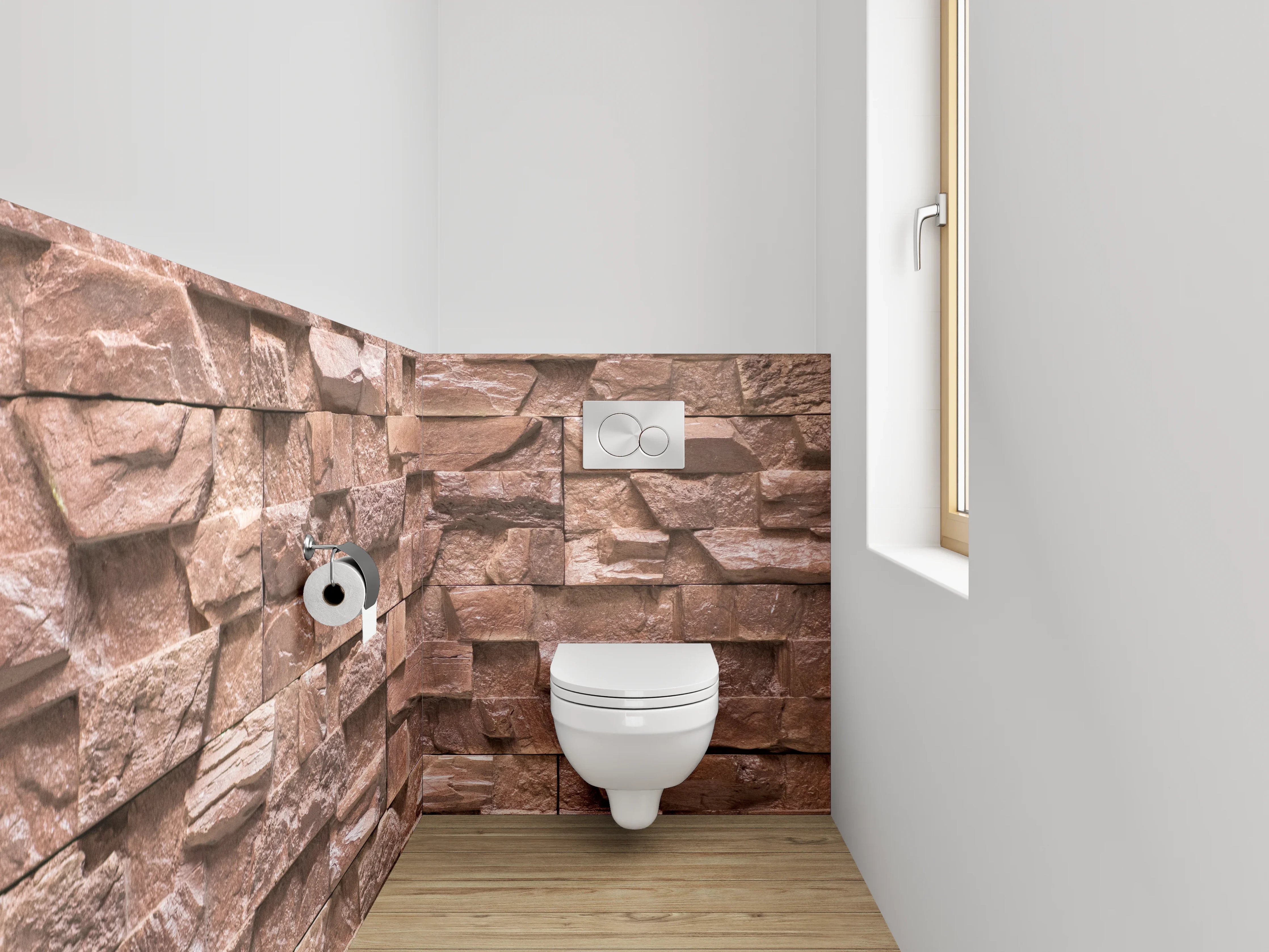 WC-Rückwand - Steinwand Optik Braun Rustikal