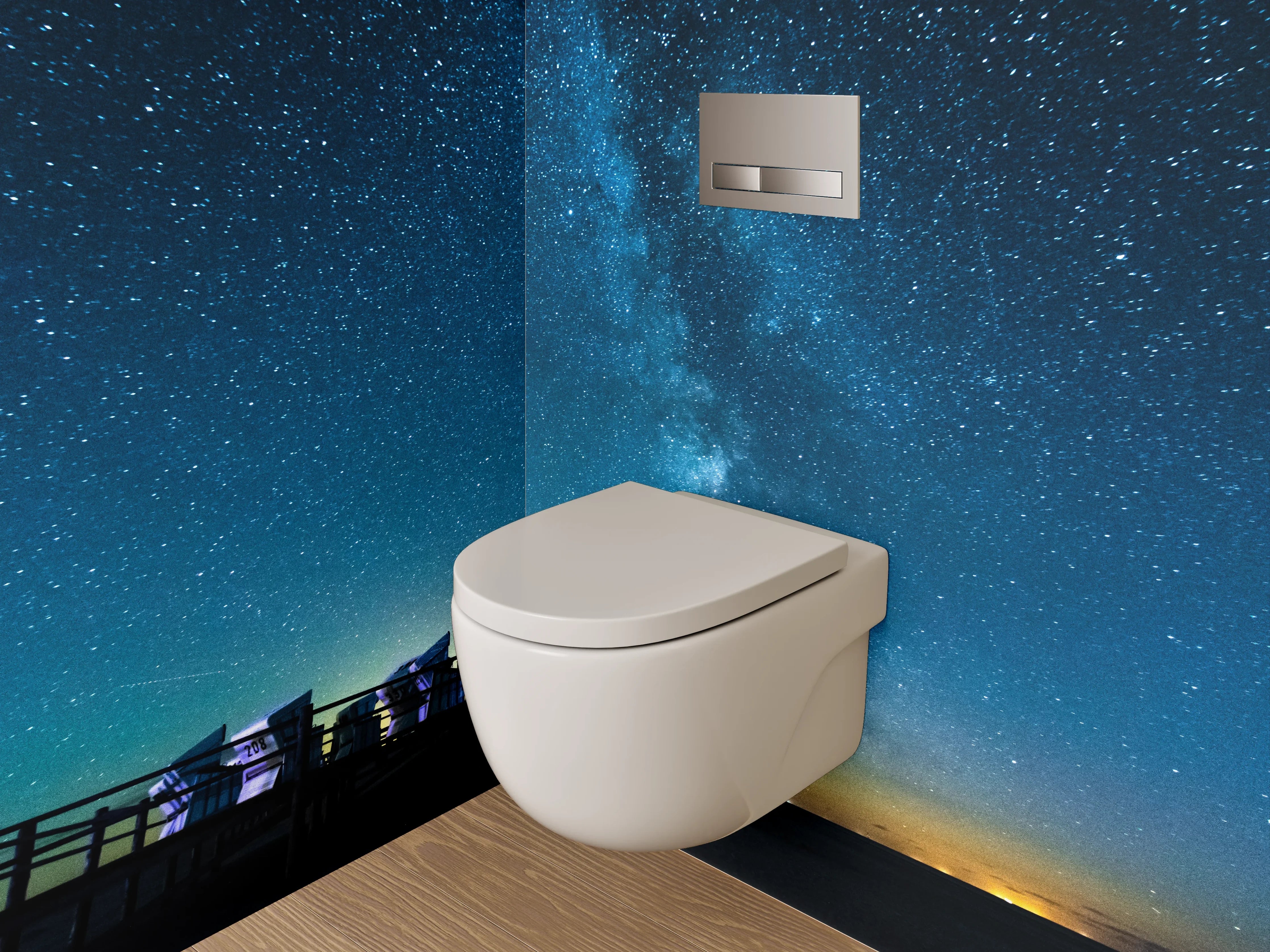 WC-Rückwand - Sternenhimmel am Meer Panorama
