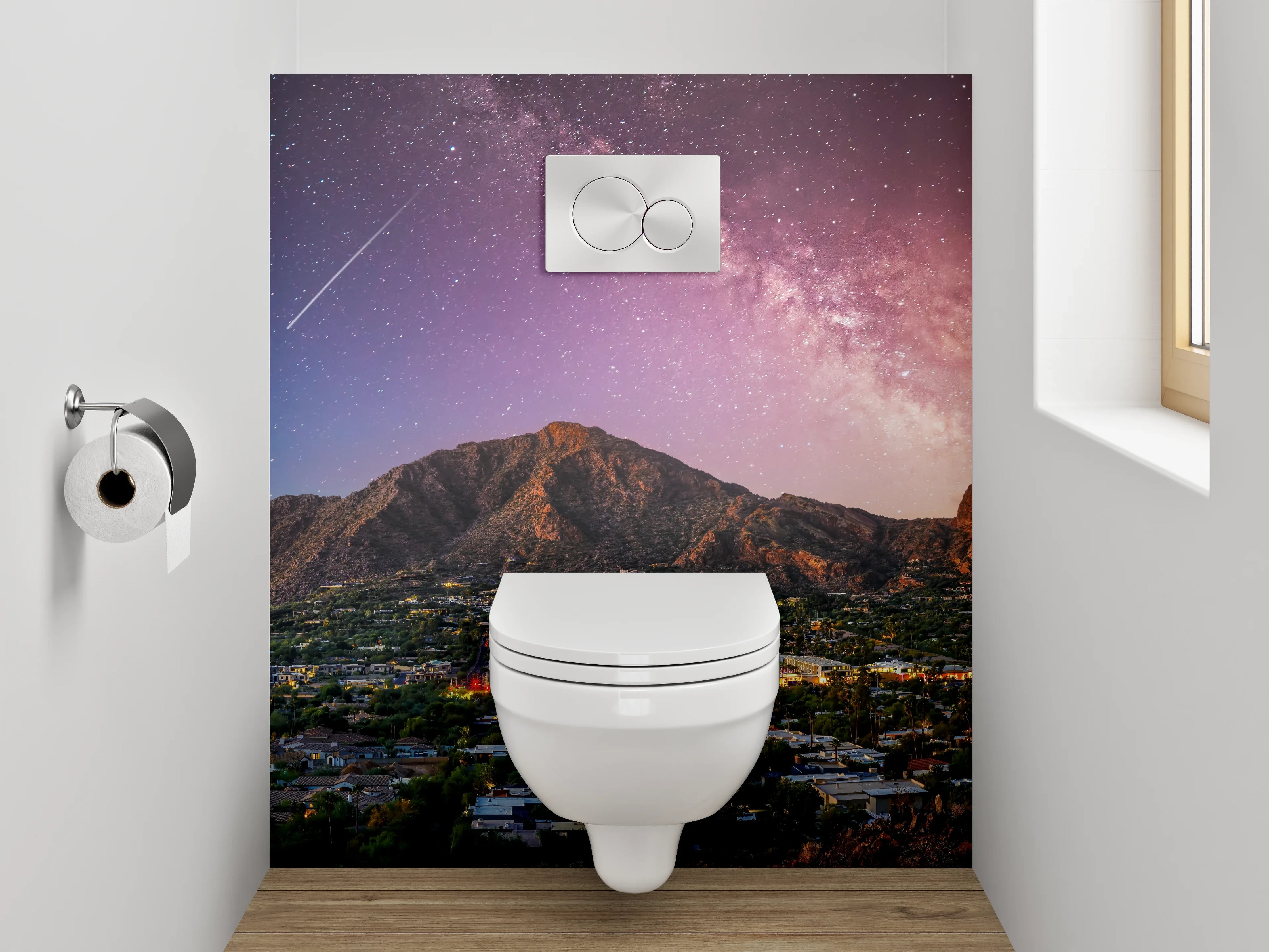 WC-Rückwand - Sternenhimmel über Berglandschaft Panorama