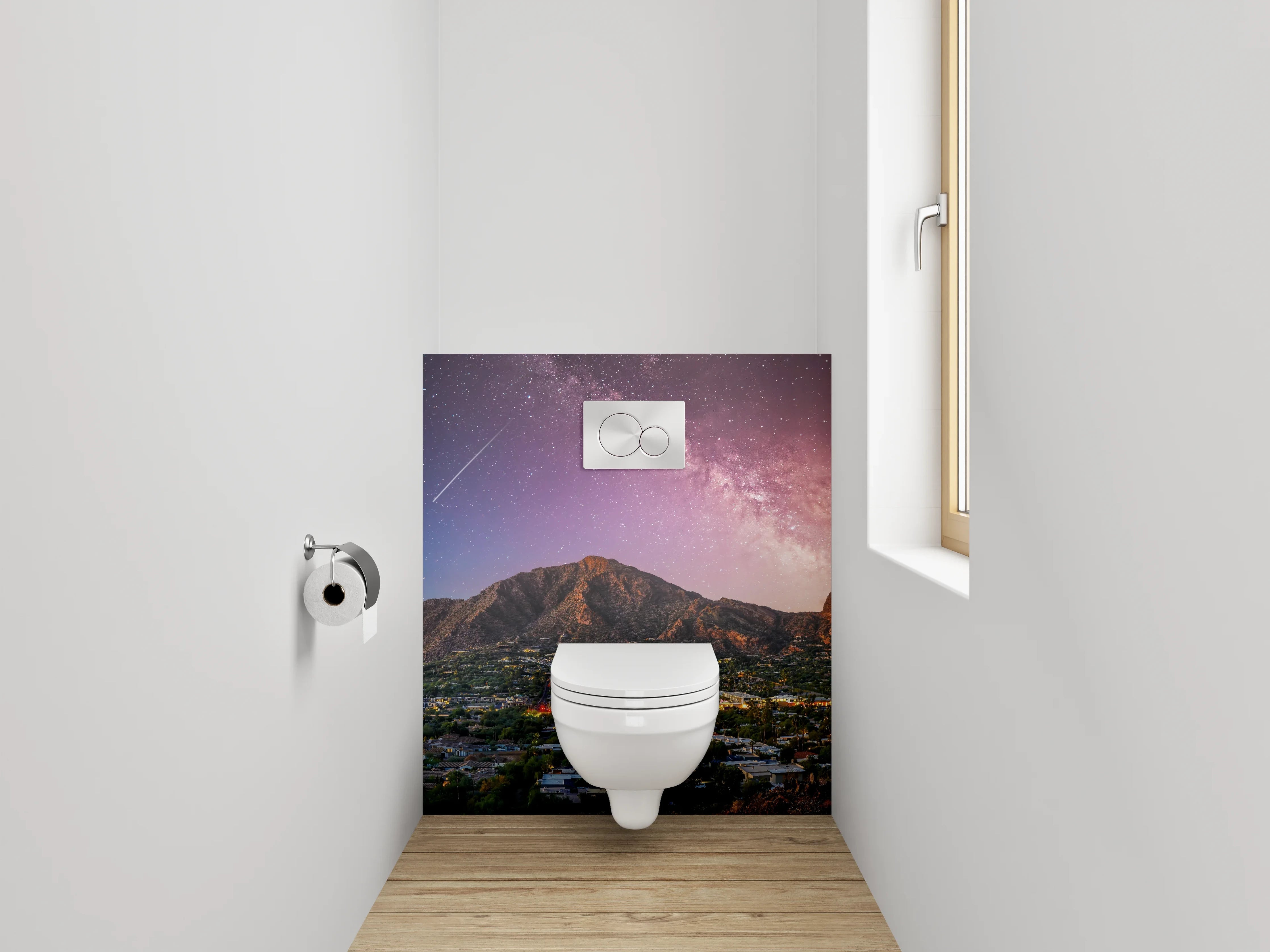 WC-Rückwand - Sternenhimmel über Berglandschaft Panorama
