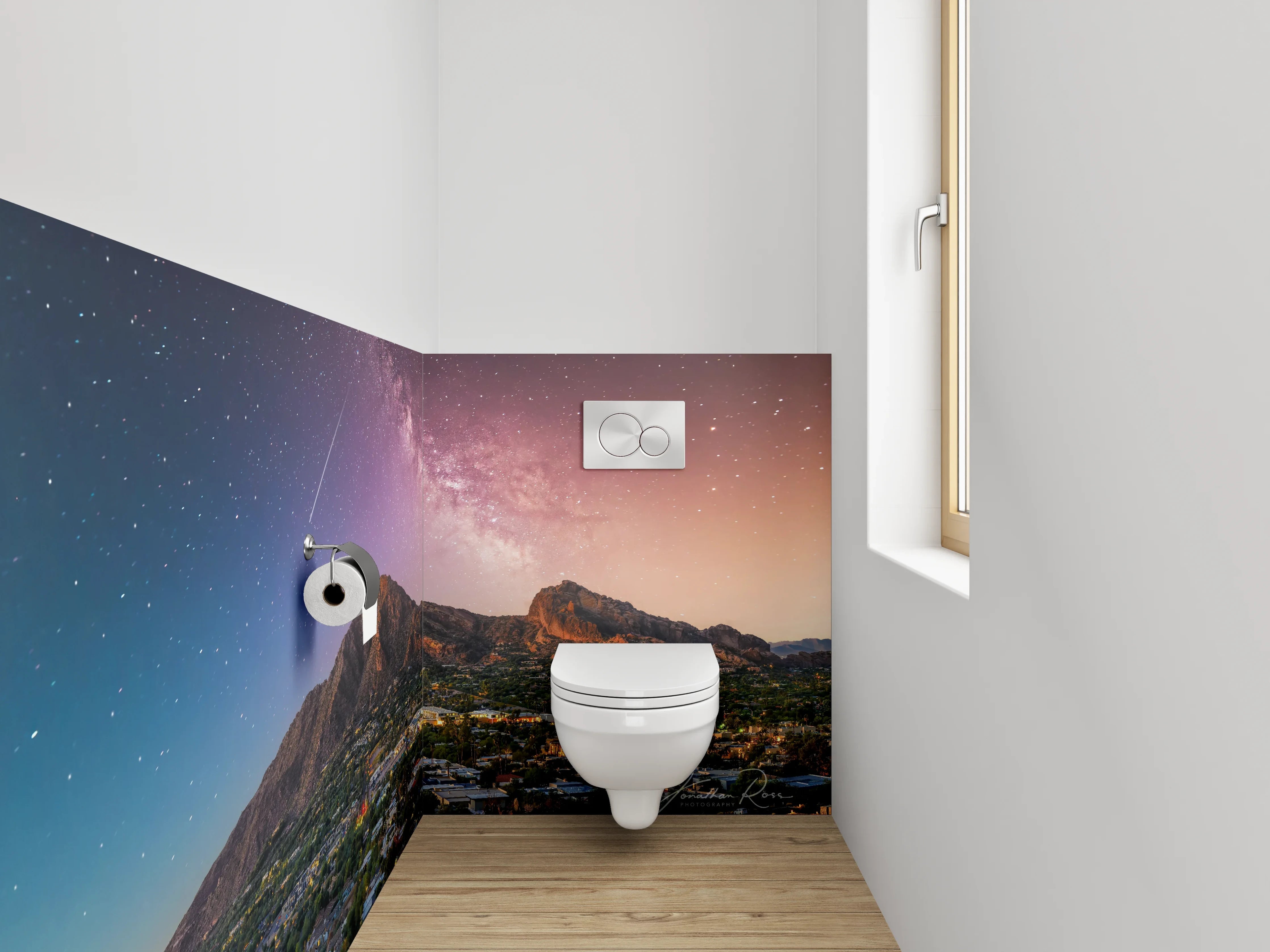 WC-Rückwand - Sternenhimmel über Berglandschaft Panorama