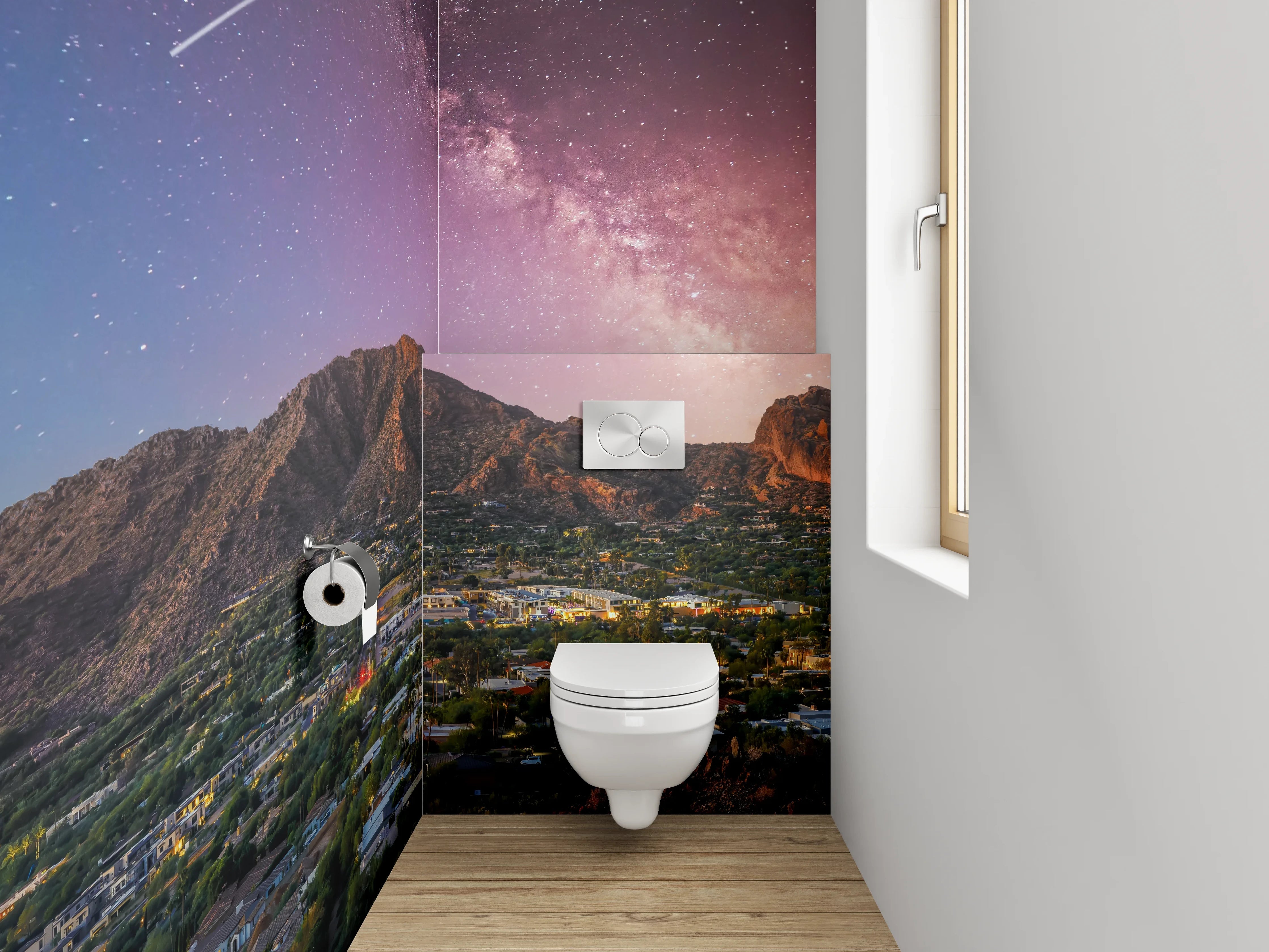 WC-Rückwand - Sternenhimmel über Berglandschaft Panorama