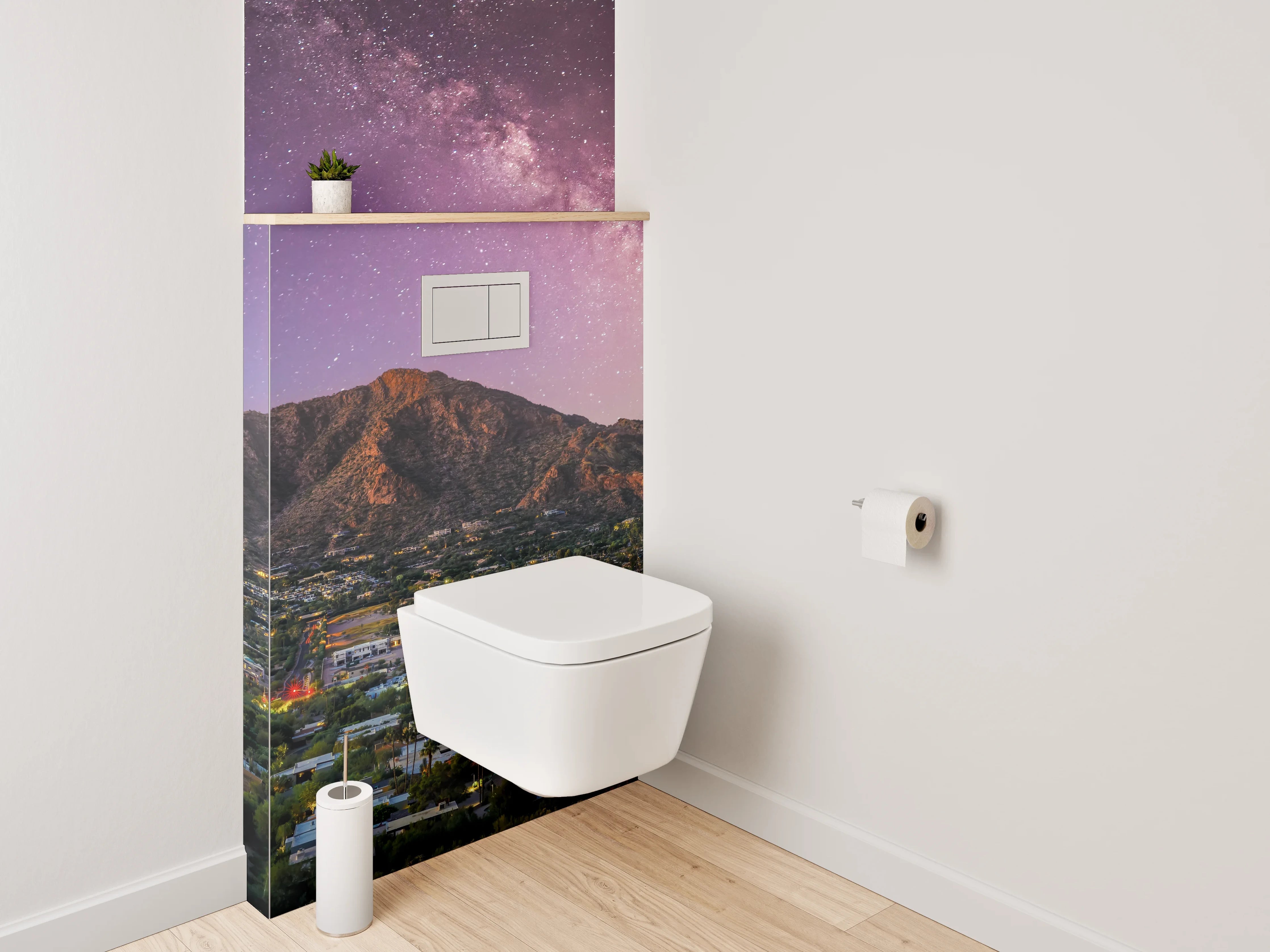 WC-Rückwand - Sternenhimmel über Berglandschaft Panorama