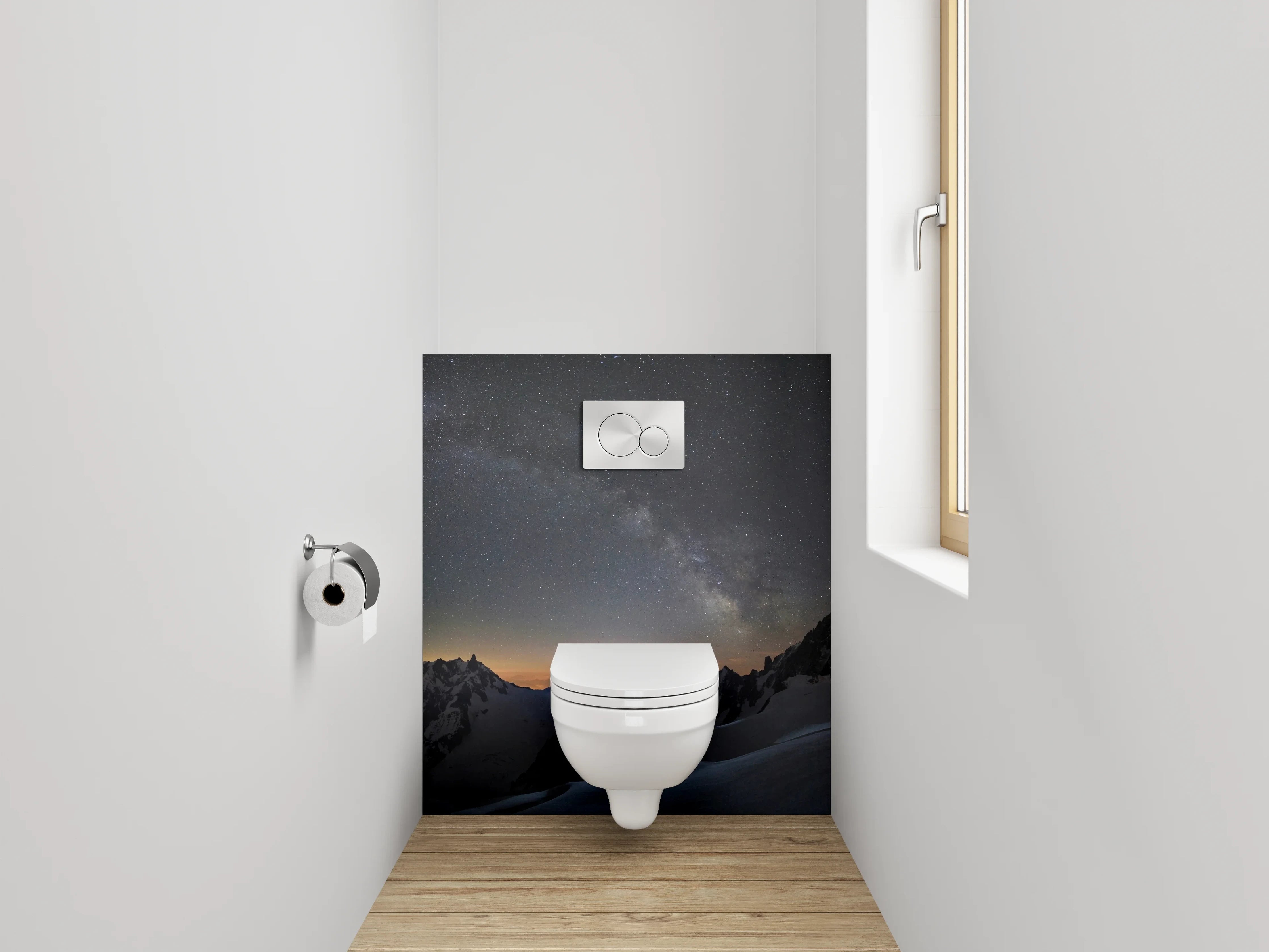 WC-Rückwand - Sternenklare Alpennacht Panorama