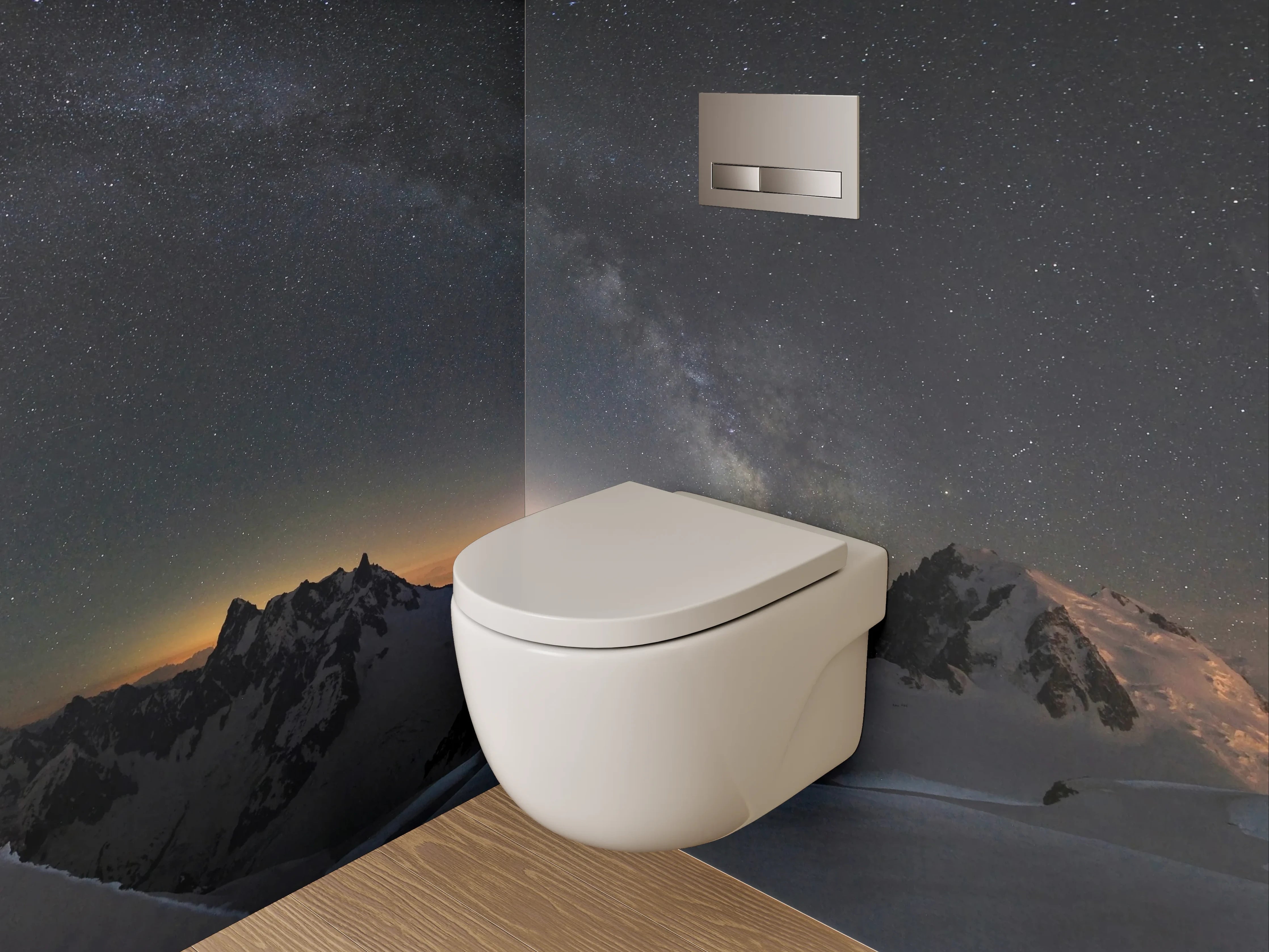 WC-Rückwand - Sternenklare Alpennacht Panorama
