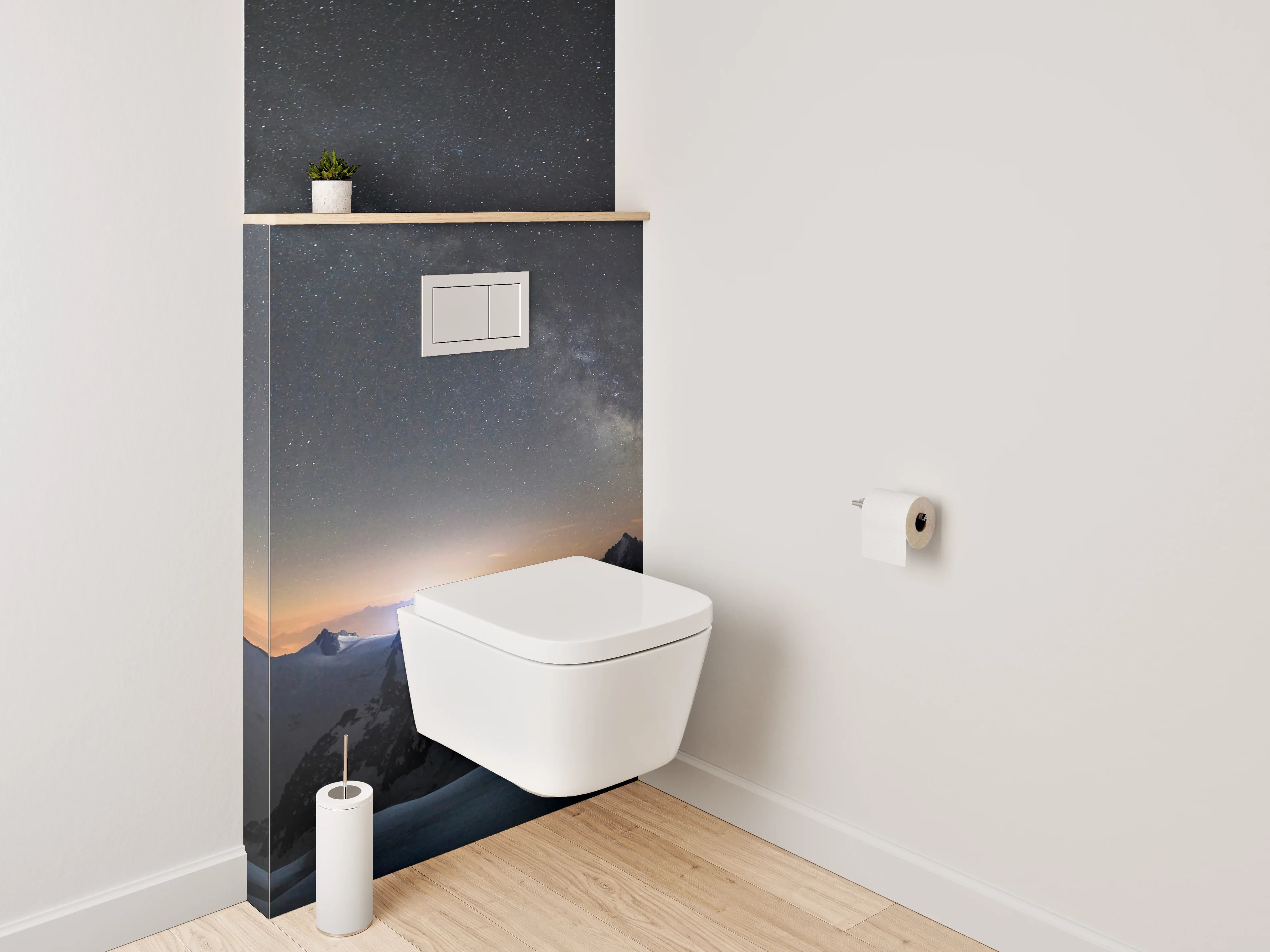WC-Rückwand - Sternenklare Alpennacht Panorama