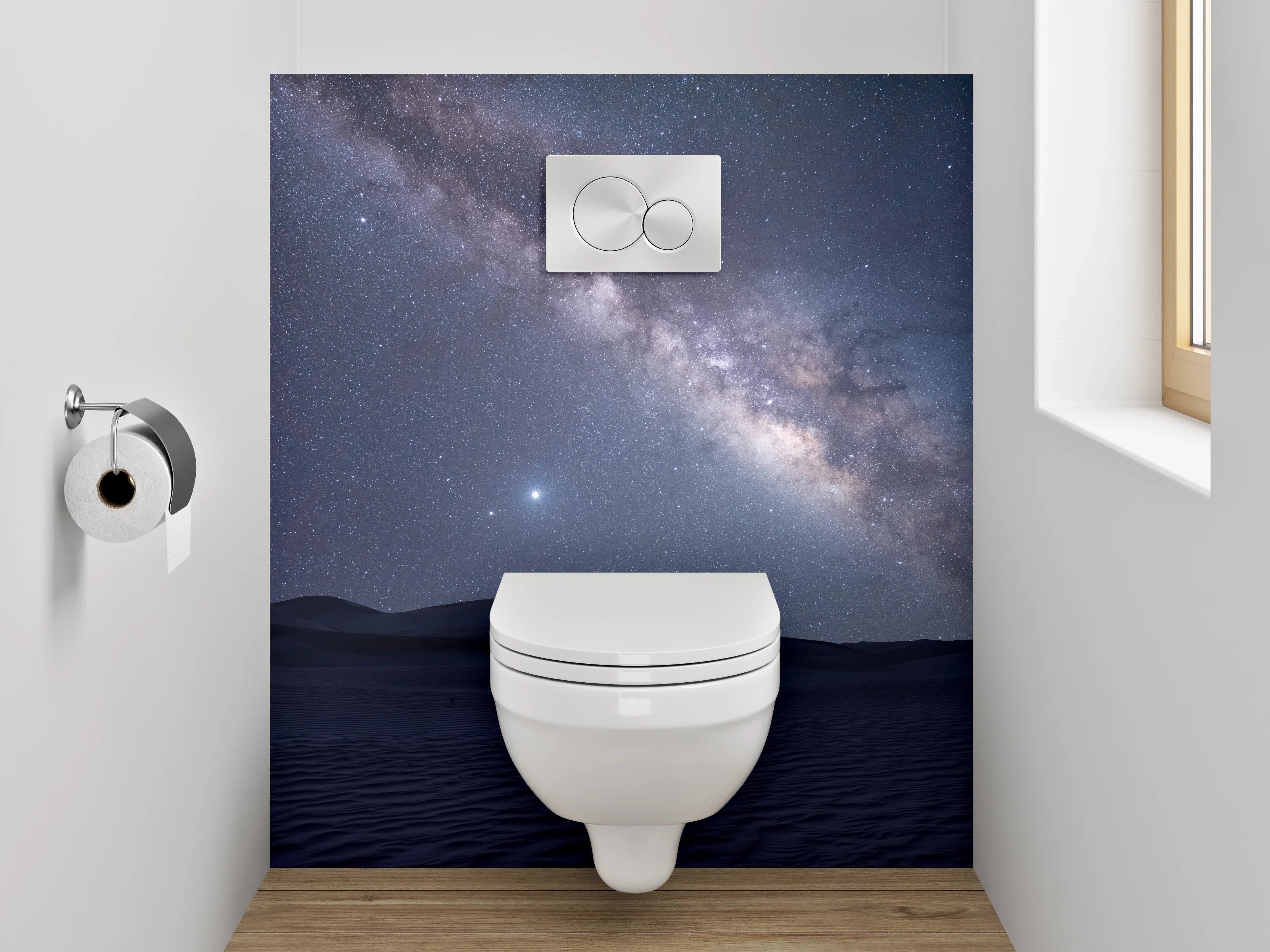 WC-Rückwand - Sternenklare Wüste Milchstraße Wandbild