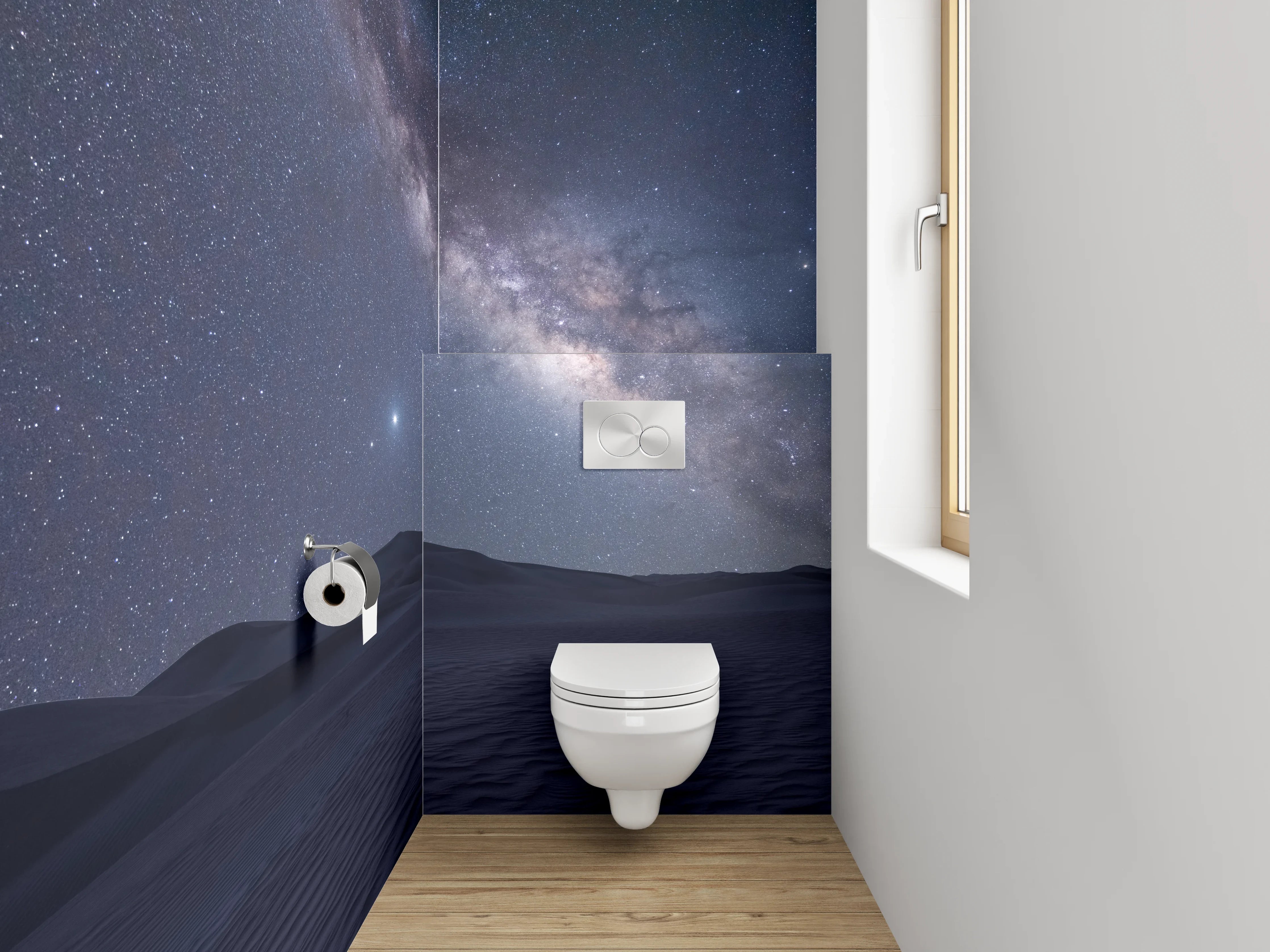 WC-Rückwand - Sternenklare Wüste Milchstraße Wandbild