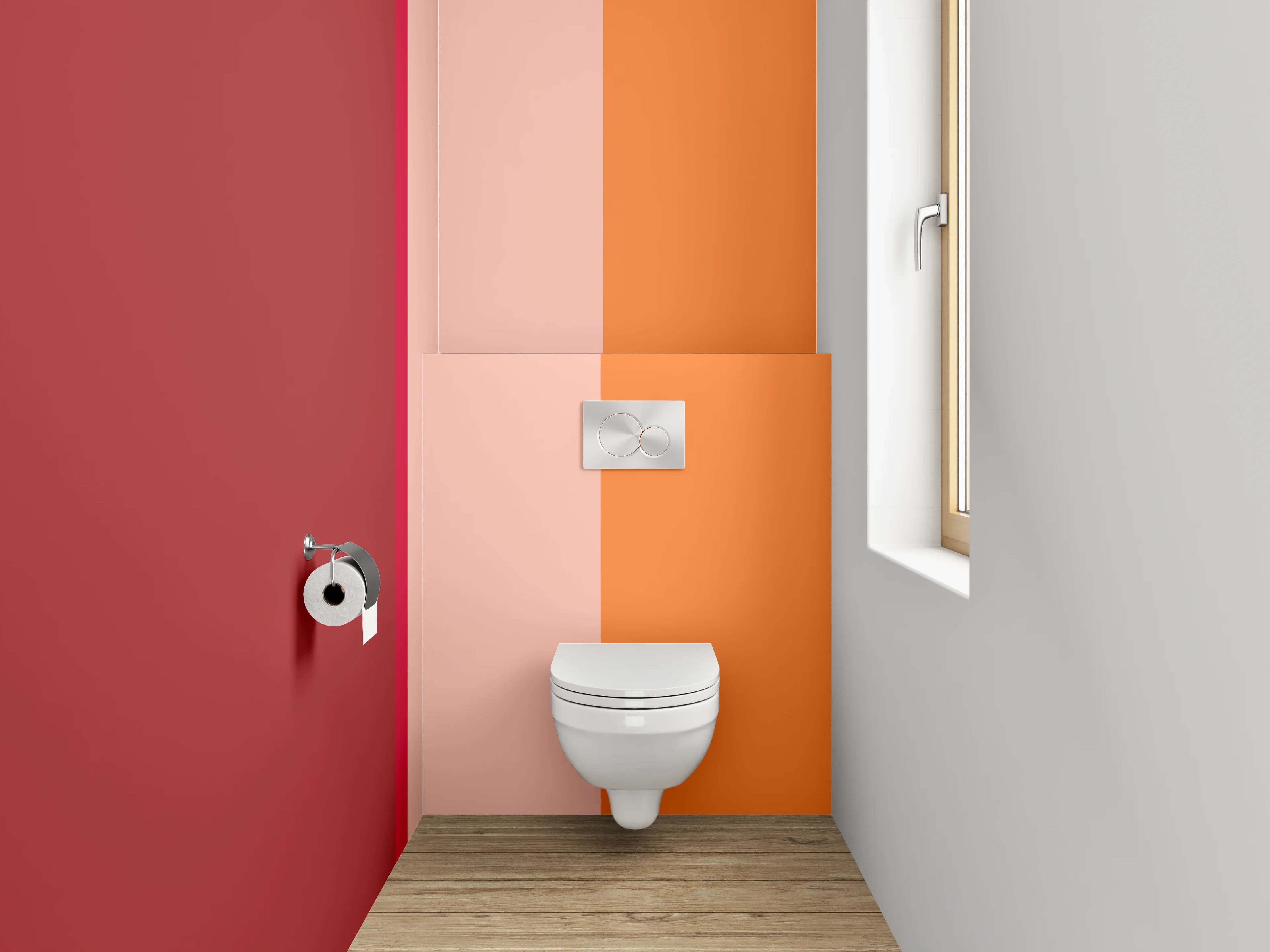 WC-Rückwand - Stilvolle Farbflächen Komposition