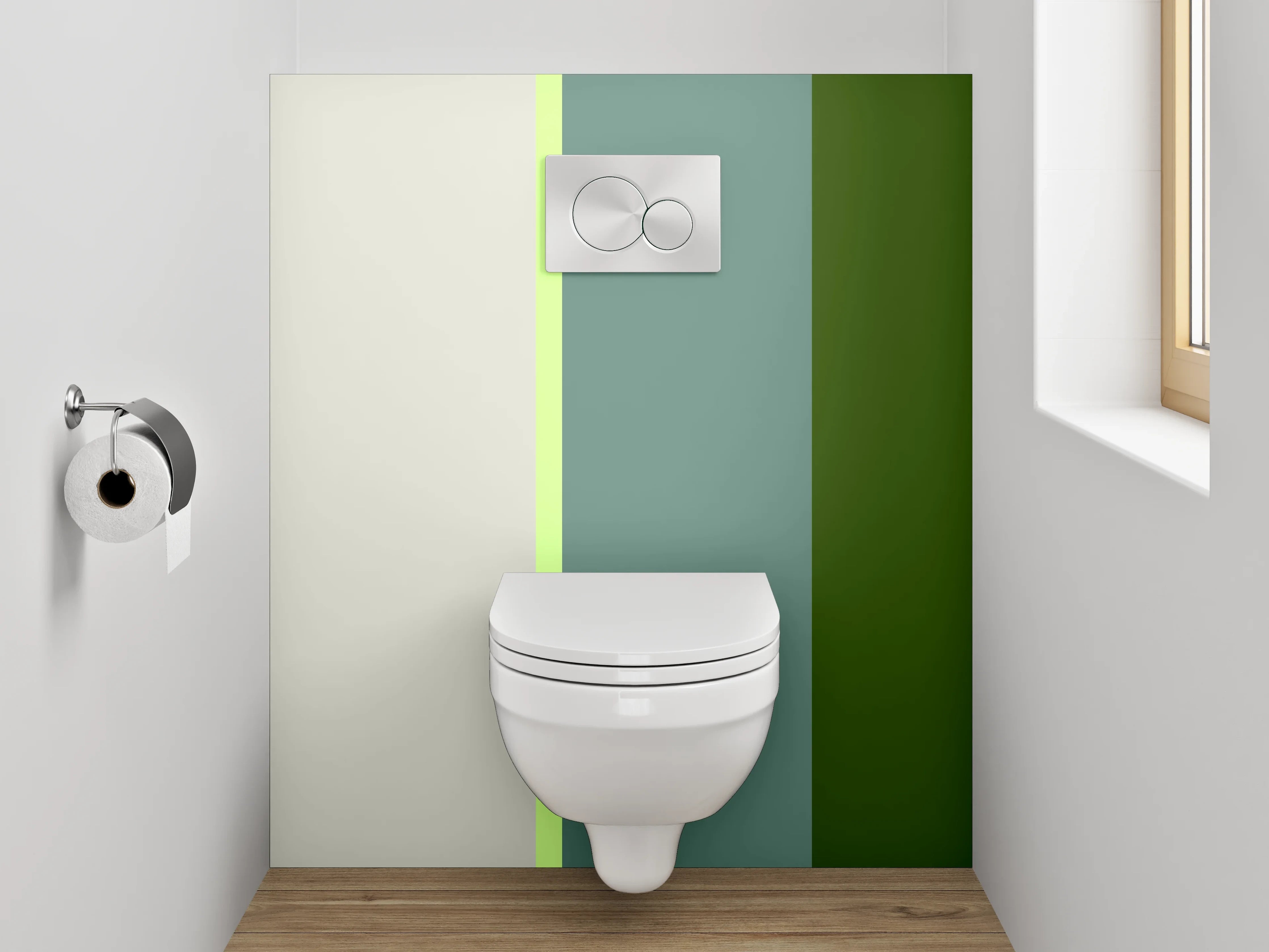 WC-Rückwand - Stilvolle grün-graue Farbflächen