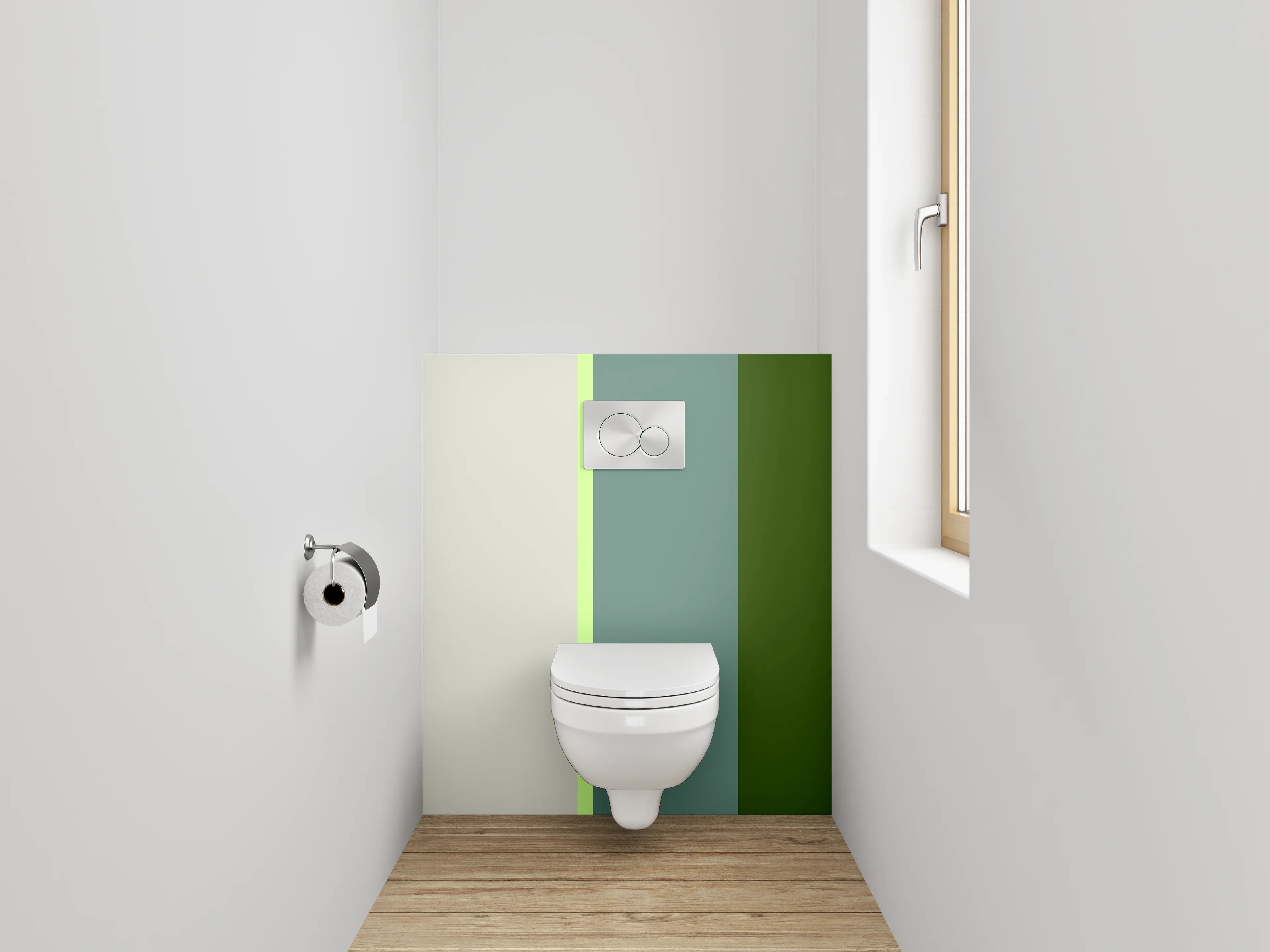 WC-Rückwand - Stilvolle grün-graue Farbflächen
