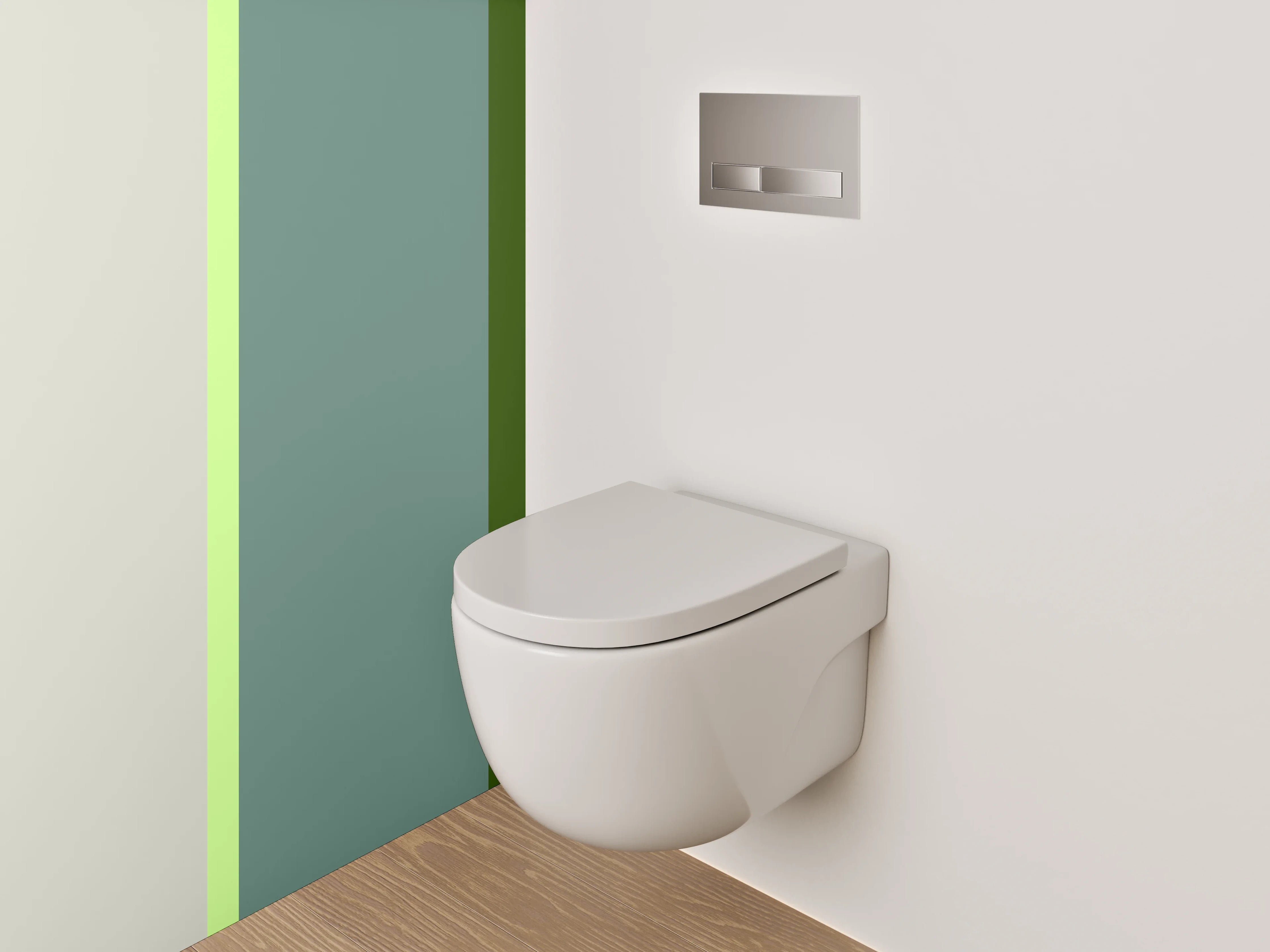 WC-Rückwand - Stilvolle grün-graue Farbflächen