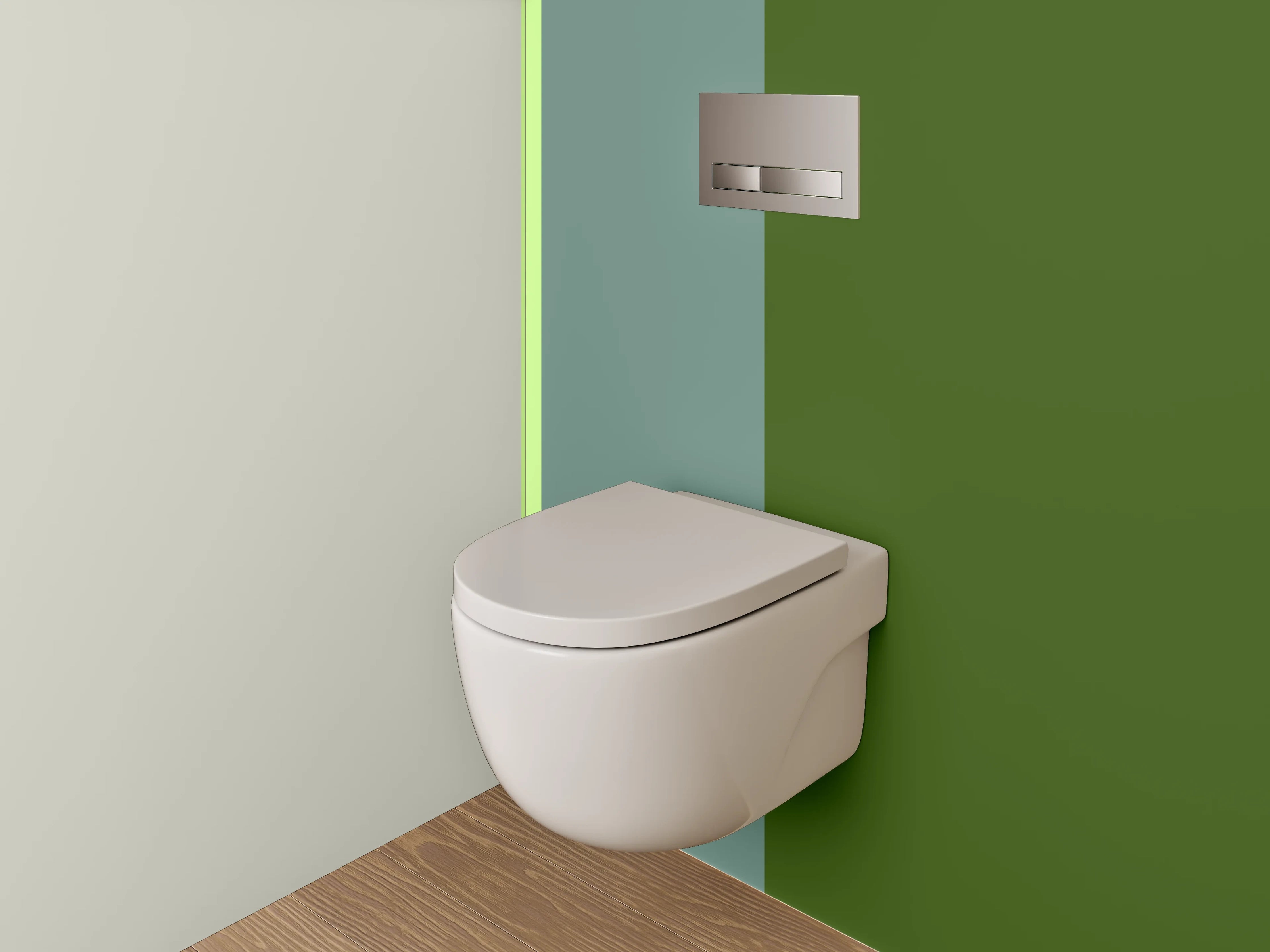 WC-Rückwand - Stilvolle grün-graue Farbflächen