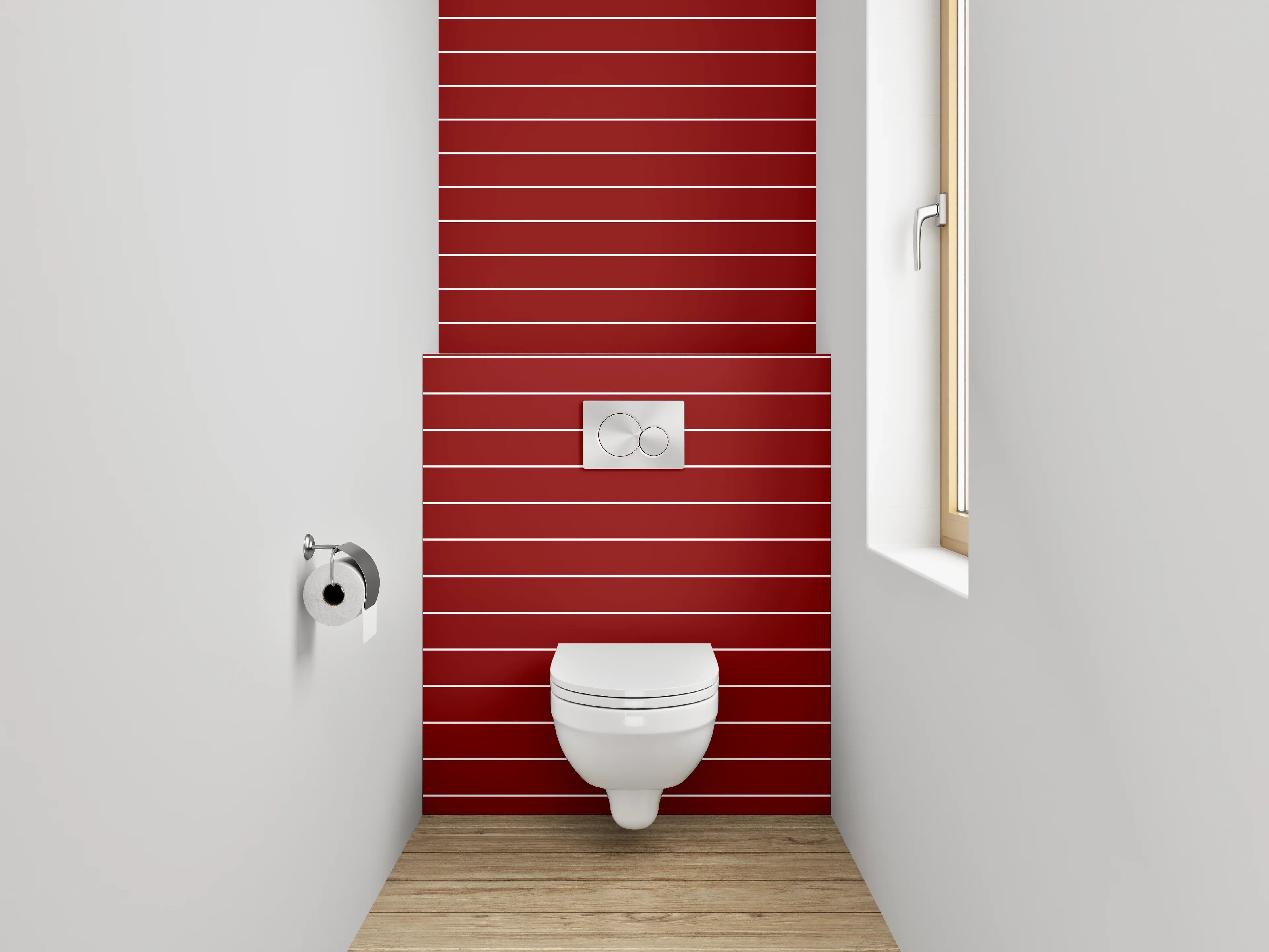WC-Rückwand - Stilvolle rote Streifenmuster Dekorfolie