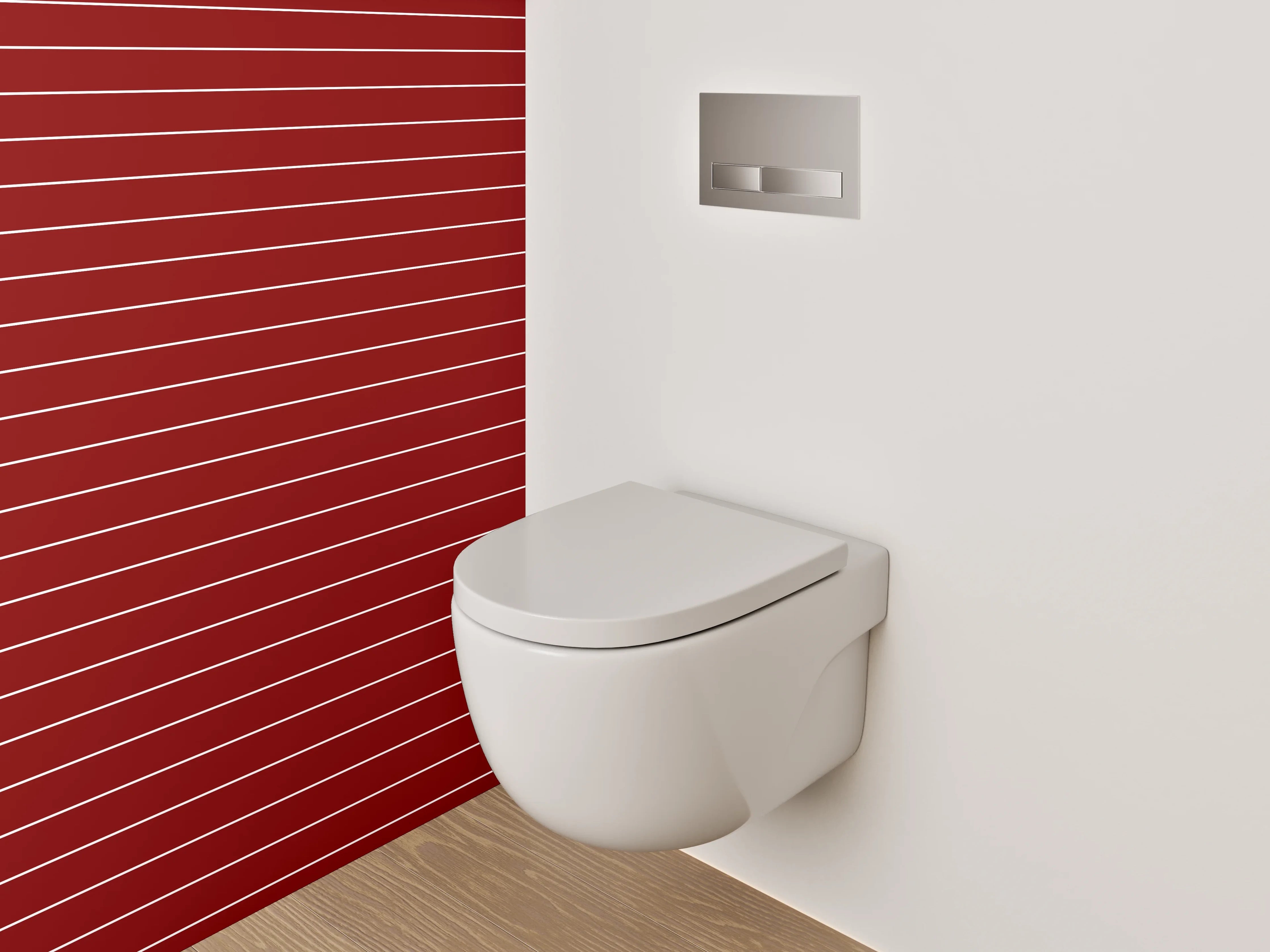 WC-Rückwand - Stilvolle rote Streifenmuster Dekorfolie