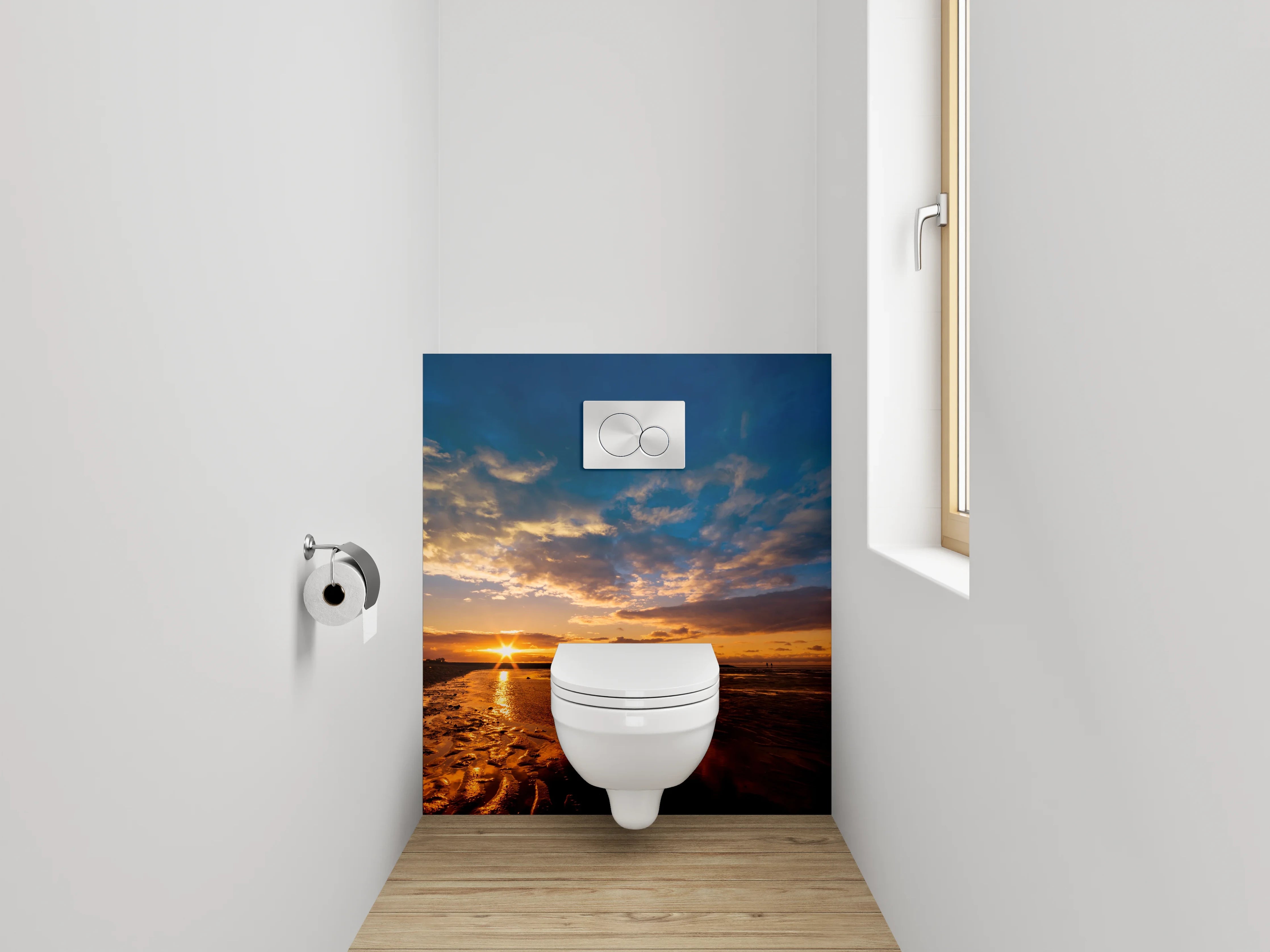 WC-Rückwand - Strand Sonnenuntergang Panorama