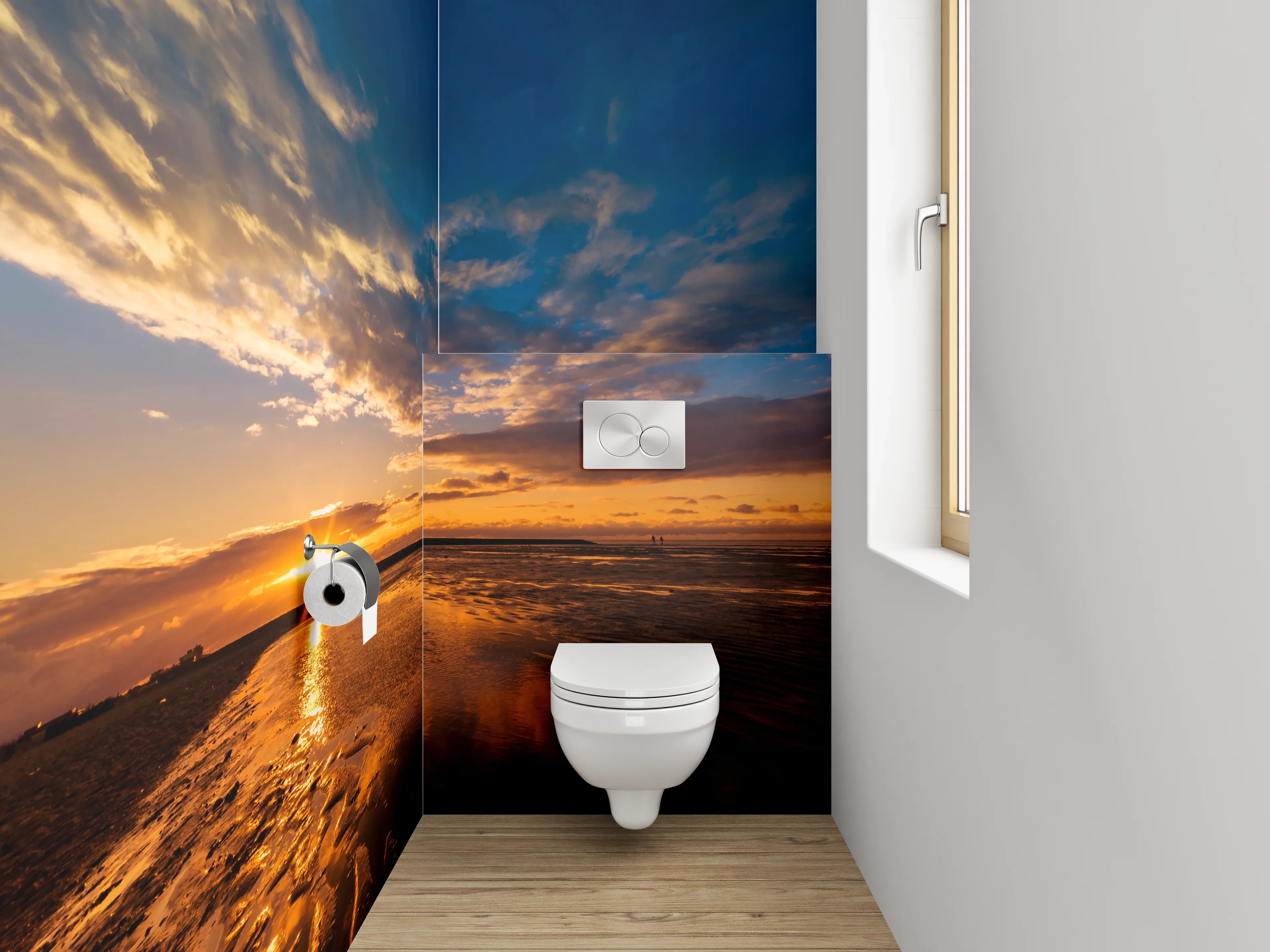 WC-Rückwand - Strand Sonnenuntergang Panorama