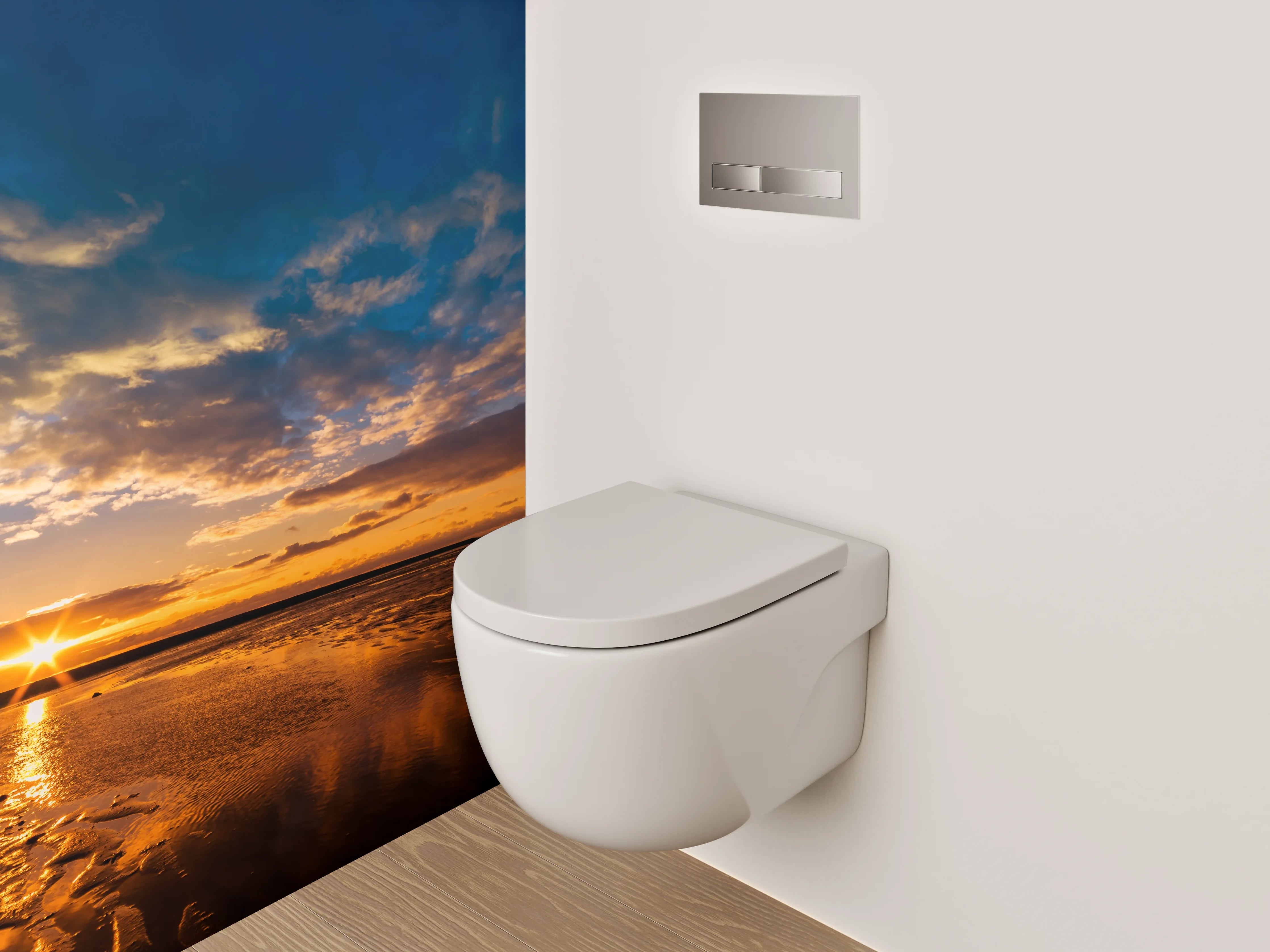 WC-Rückwand - Strand Sonnenuntergang Panorama