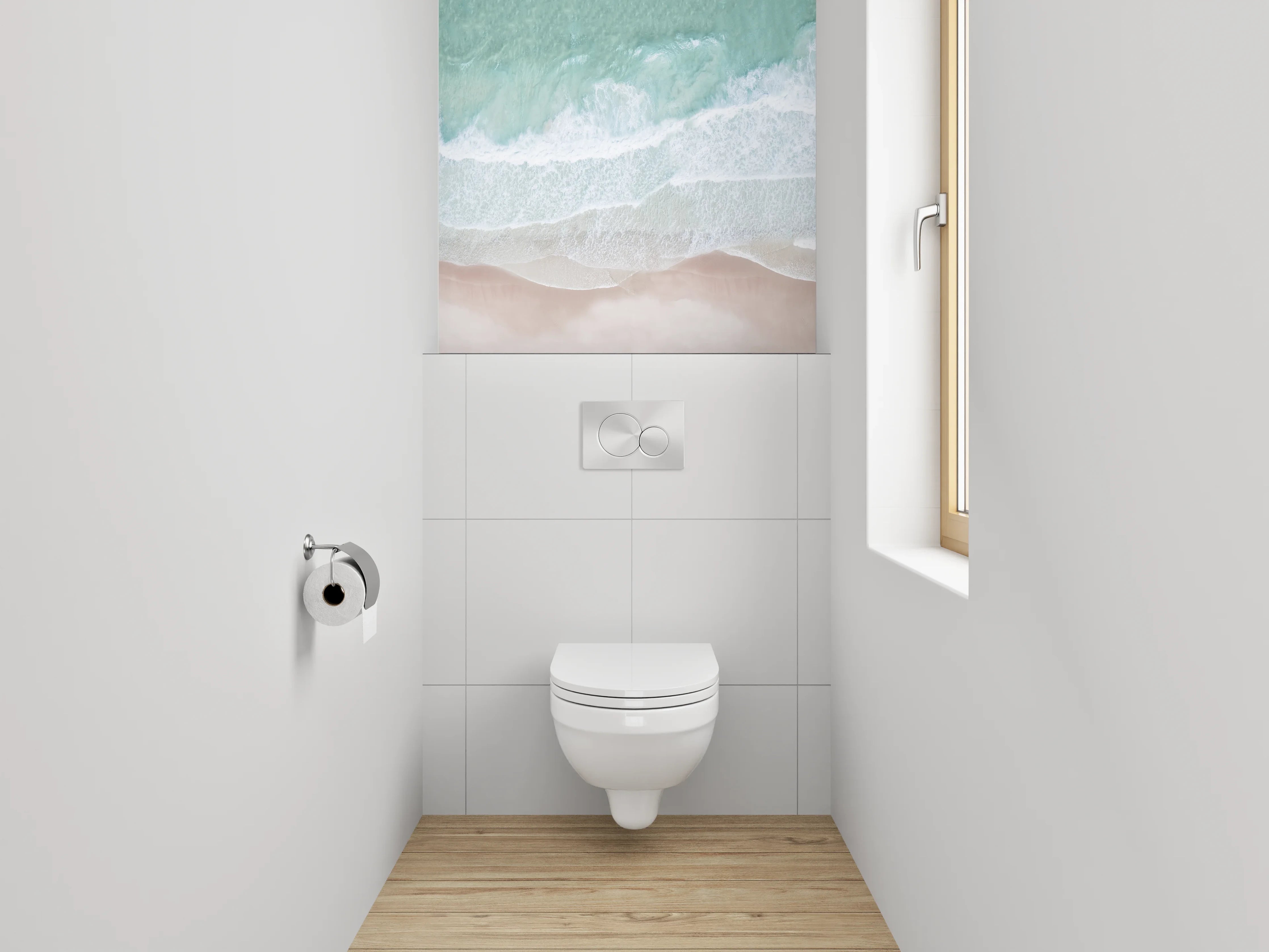 WC-Rückwand - Strand mit türkisfarbenem Wasser und Sand