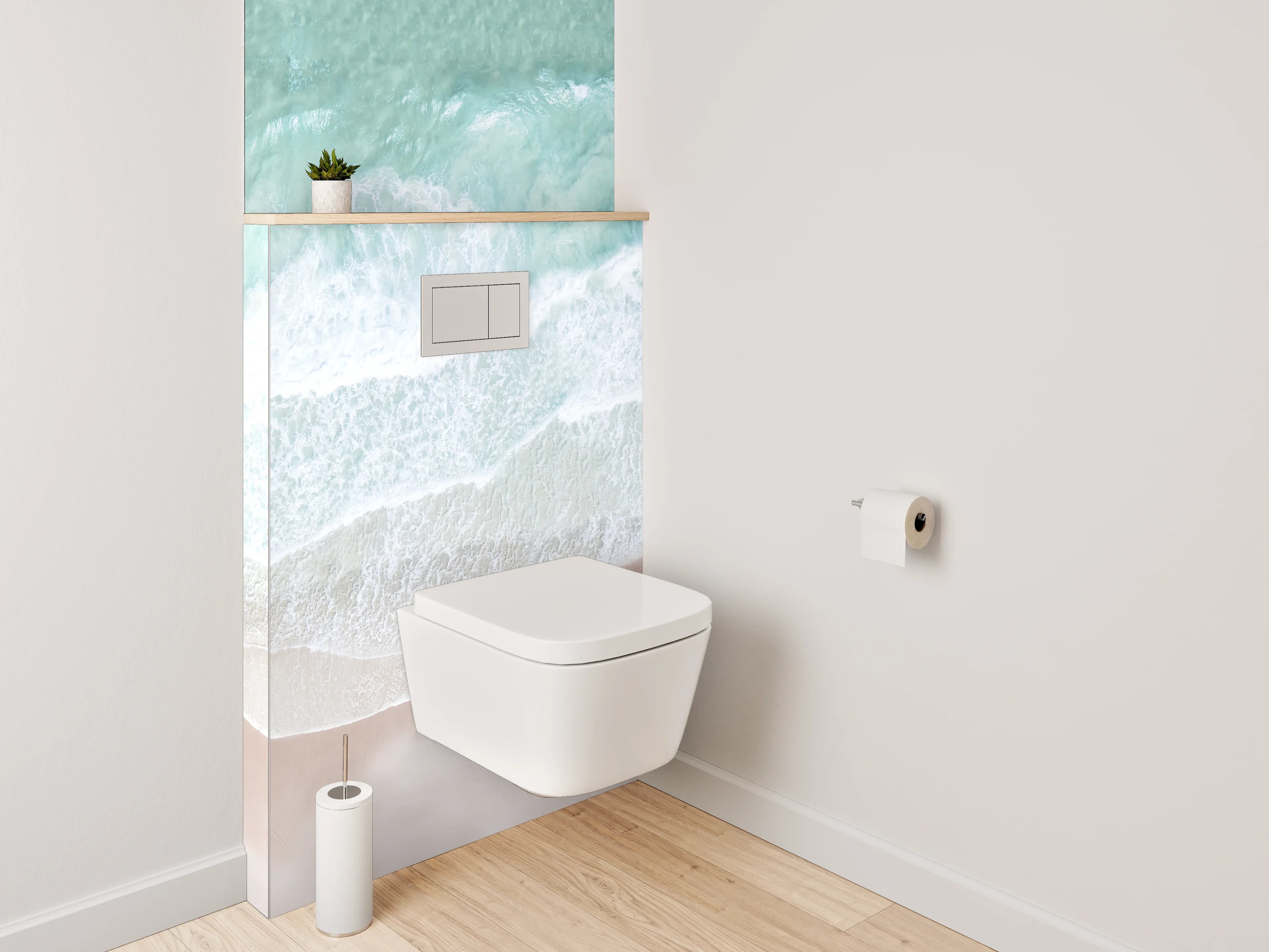 WC-Rückwand - Strand mit türkisfarbenem Wasser und Sand