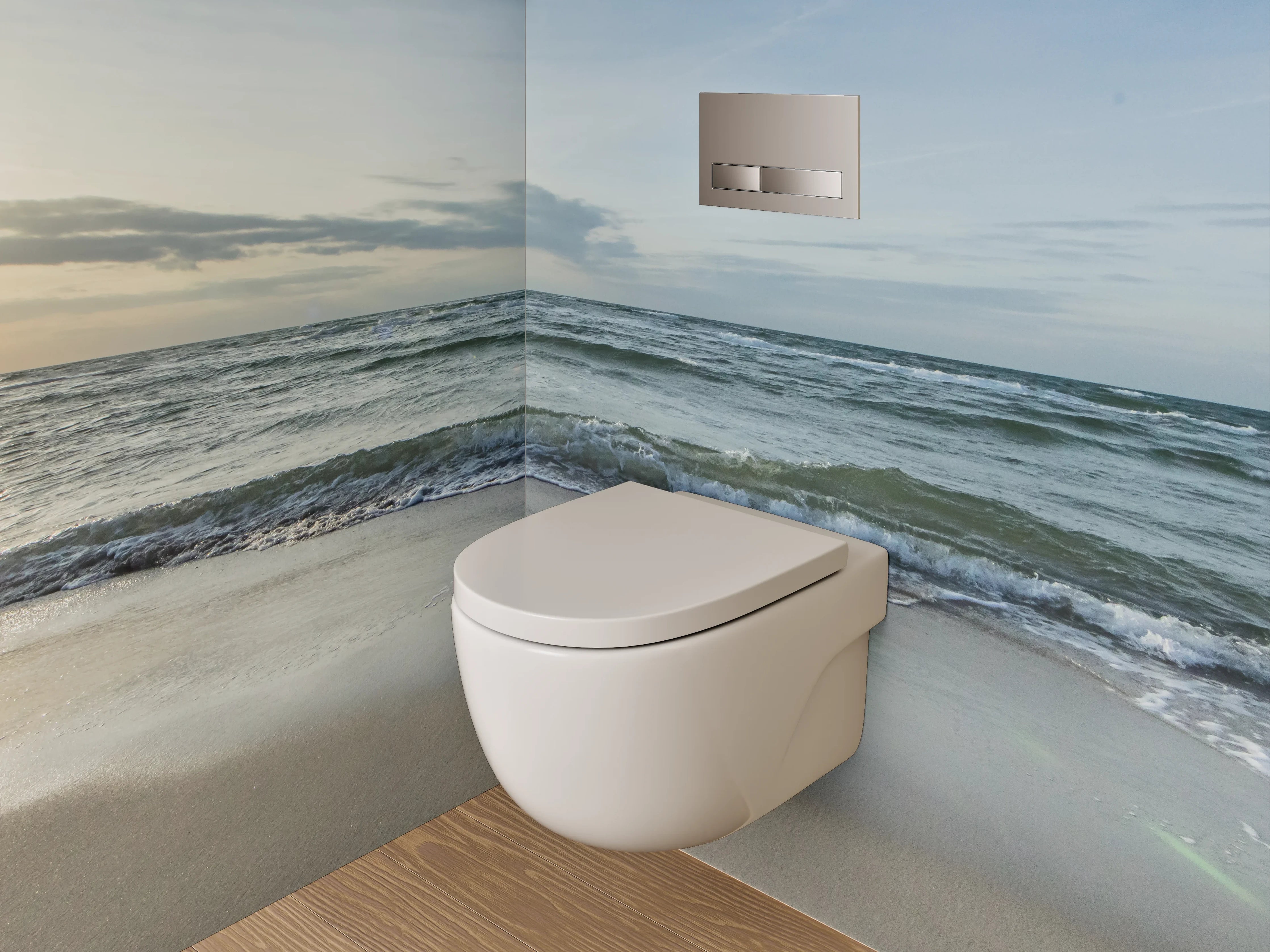 WC-Rückwand - Strand und Meer Sonnenuntergang
