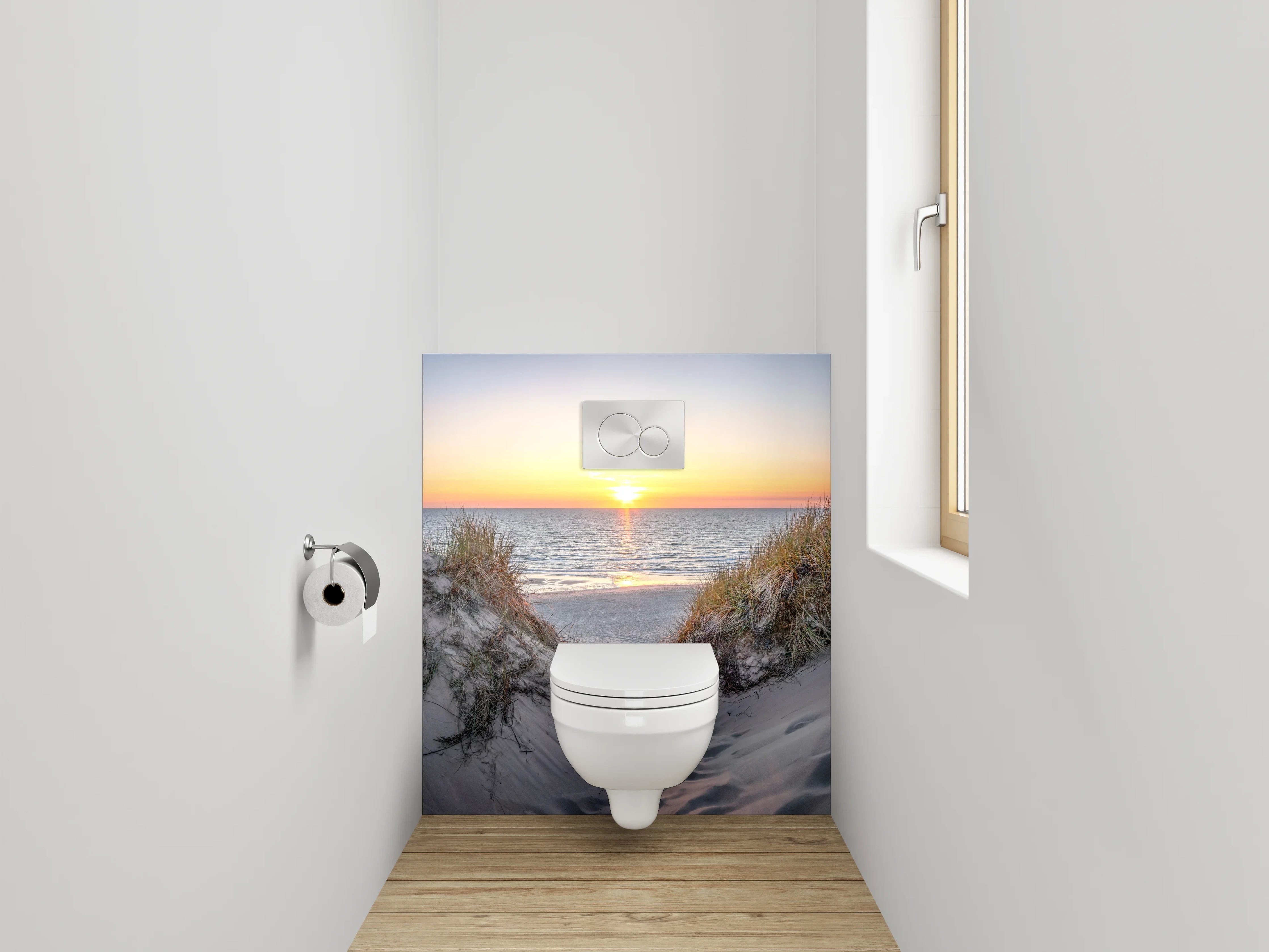 WC-Rückwand - Stranddünen bei Sonnenuntergang Panorama