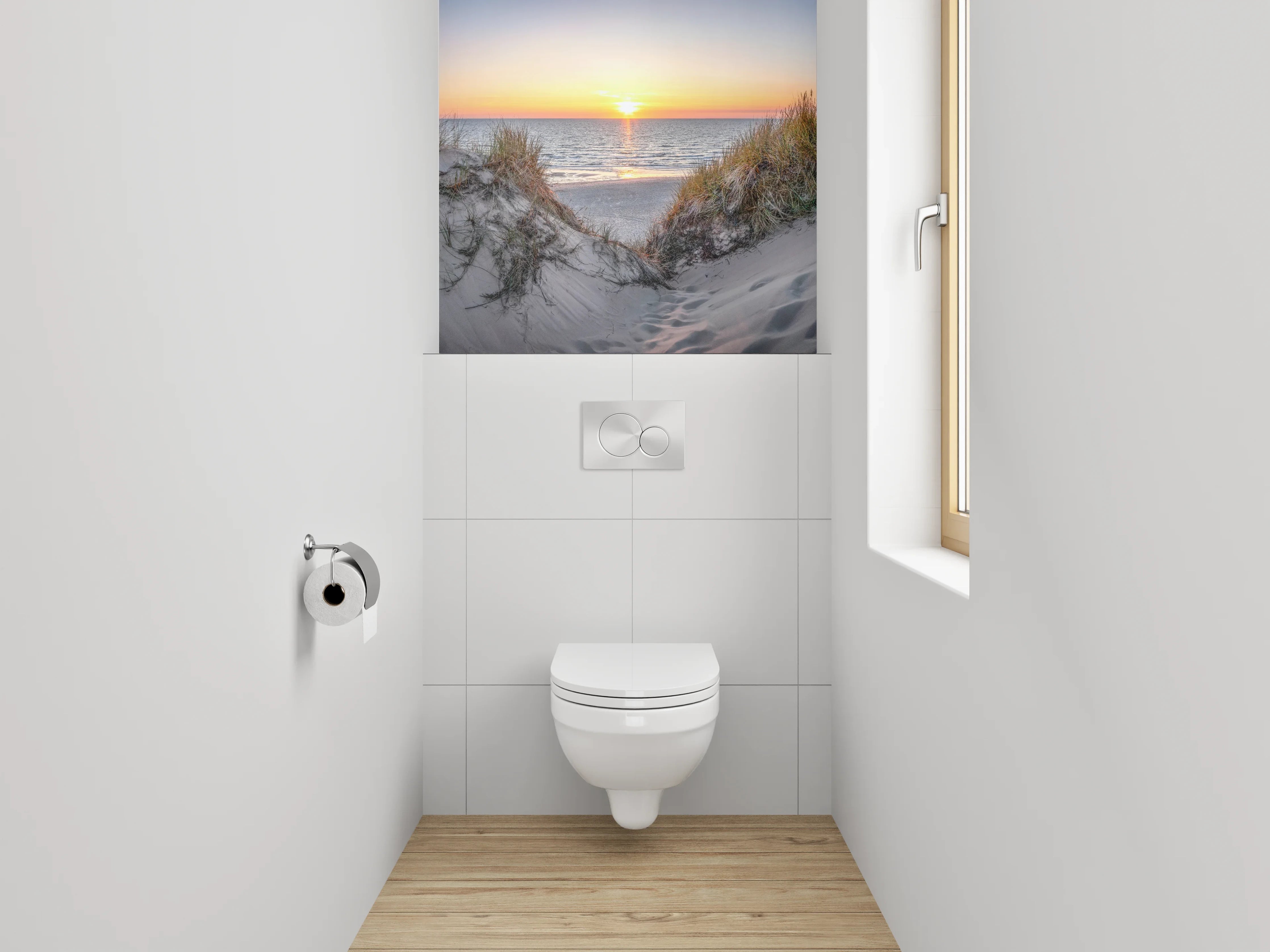 WC-Rückwand - Stranddünen bei Sonnenuntergang Panorama