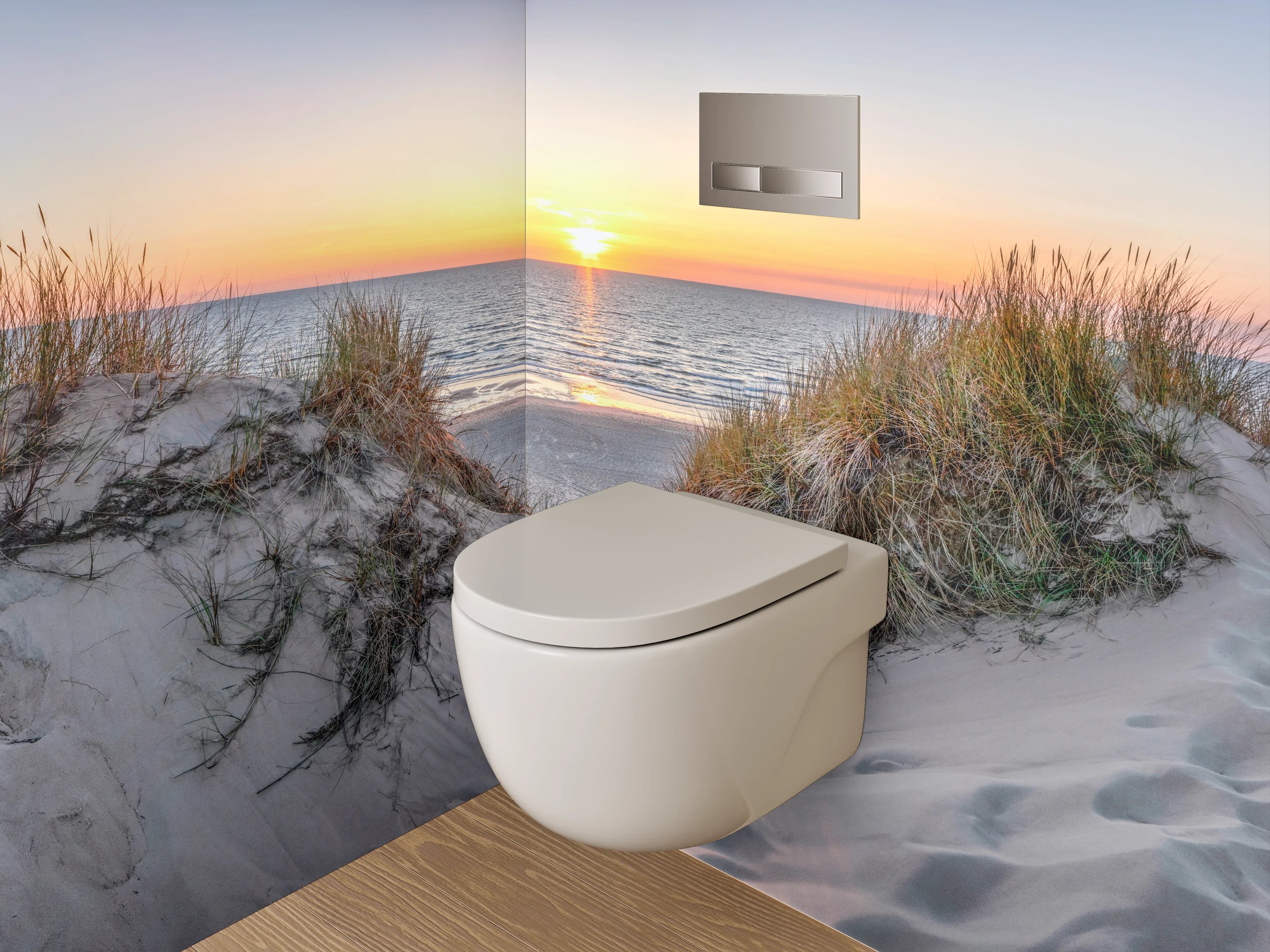 WC-Rückwand - Stranddünen bei Sonnenuntergang Panorama