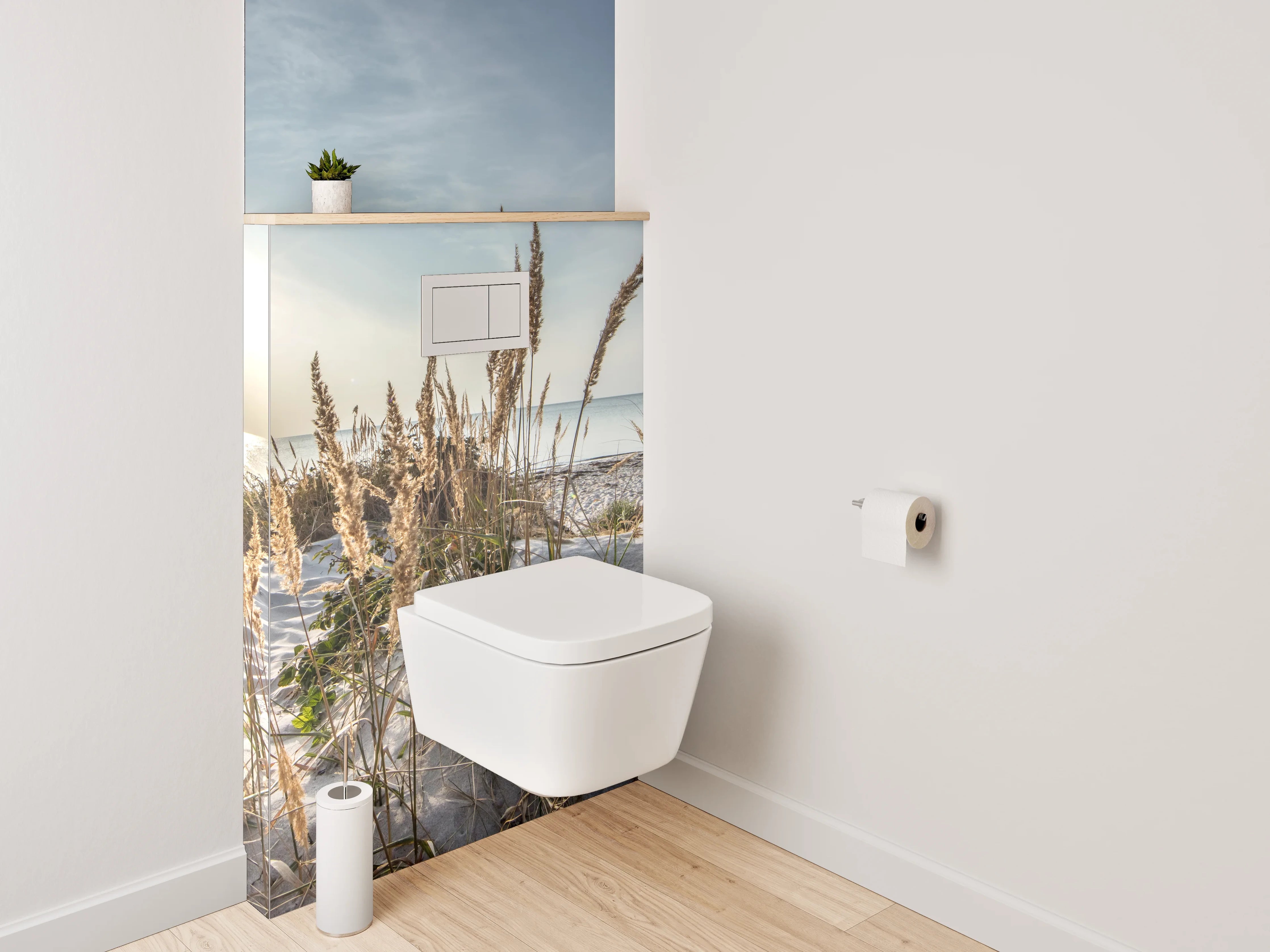 WC-Rückwand - Strandgras am Meer – Sonnenaufgang