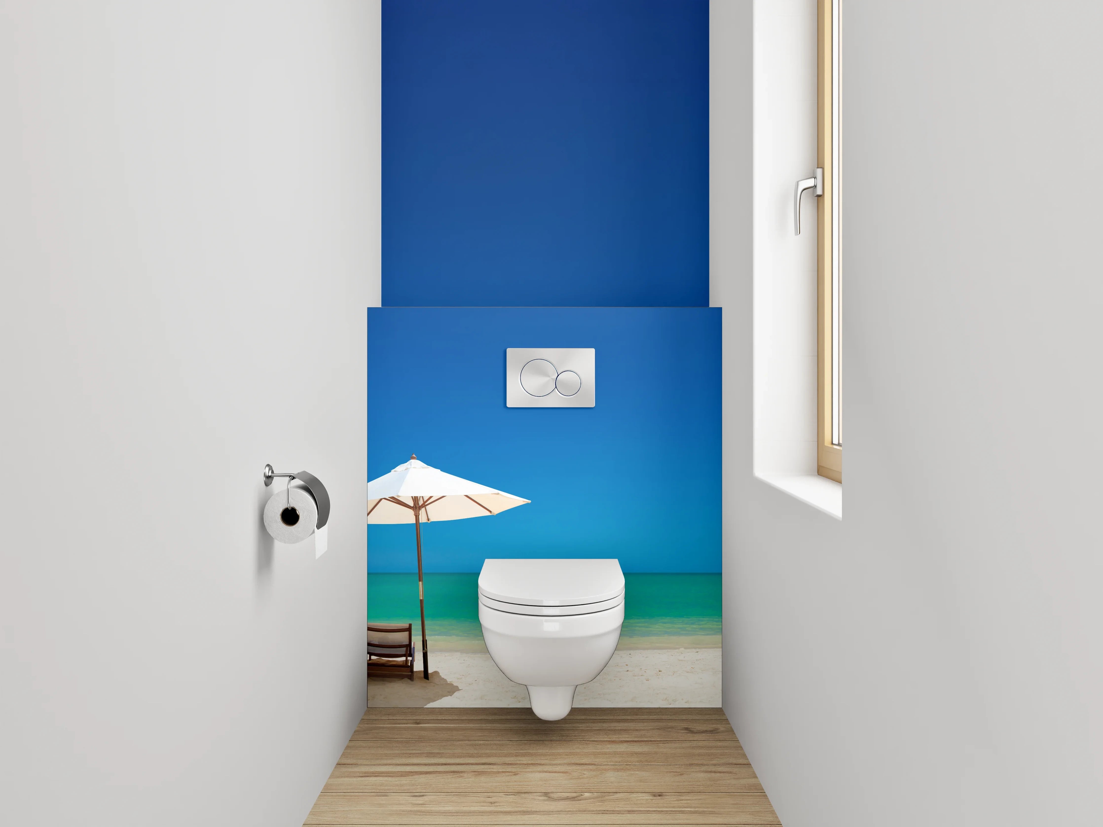 WC-Rückwand - Strandurlaub unter blauem Himmel