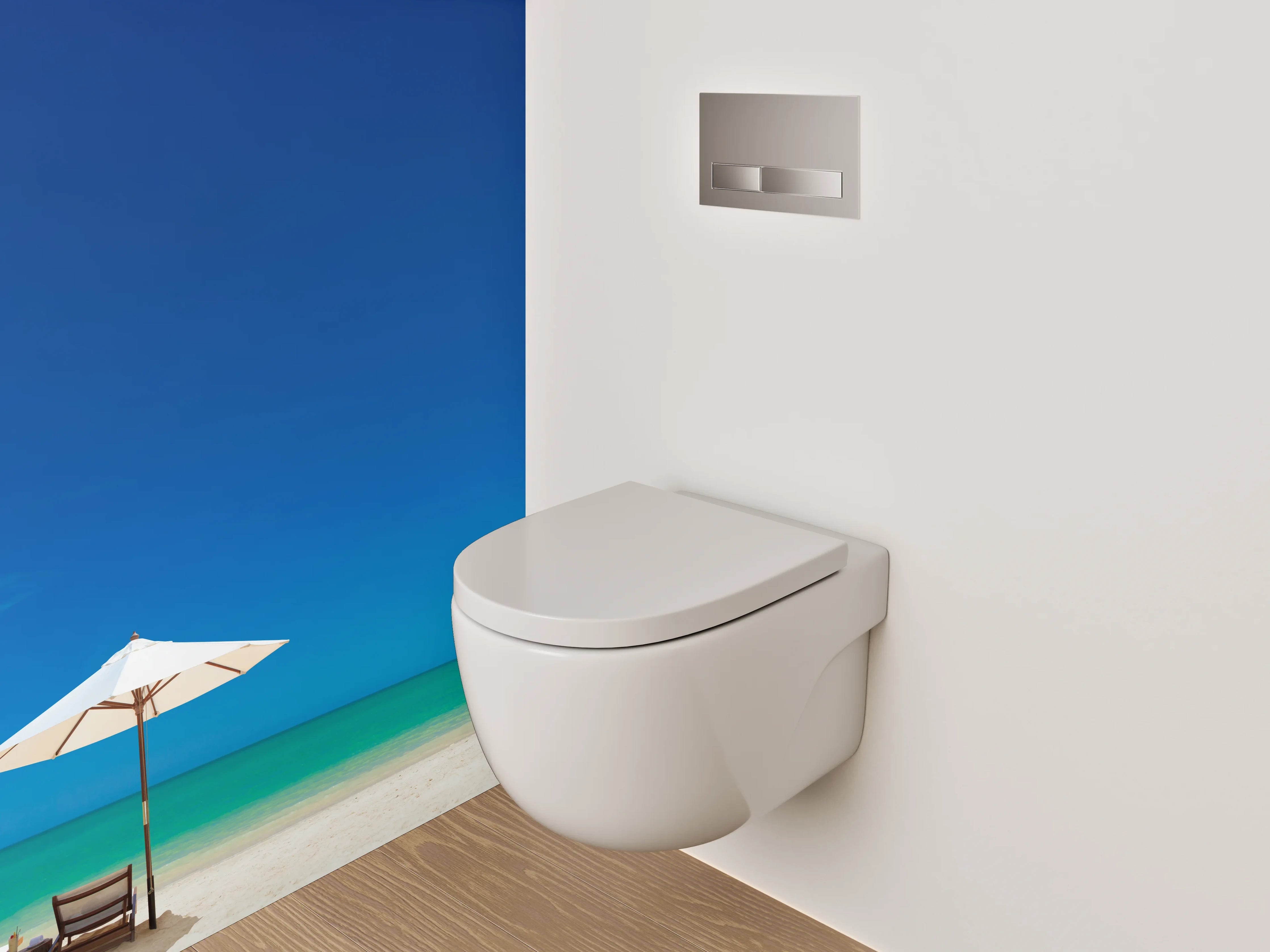 WC-Rückwand - Strandurlaub unter blauem Himmel
