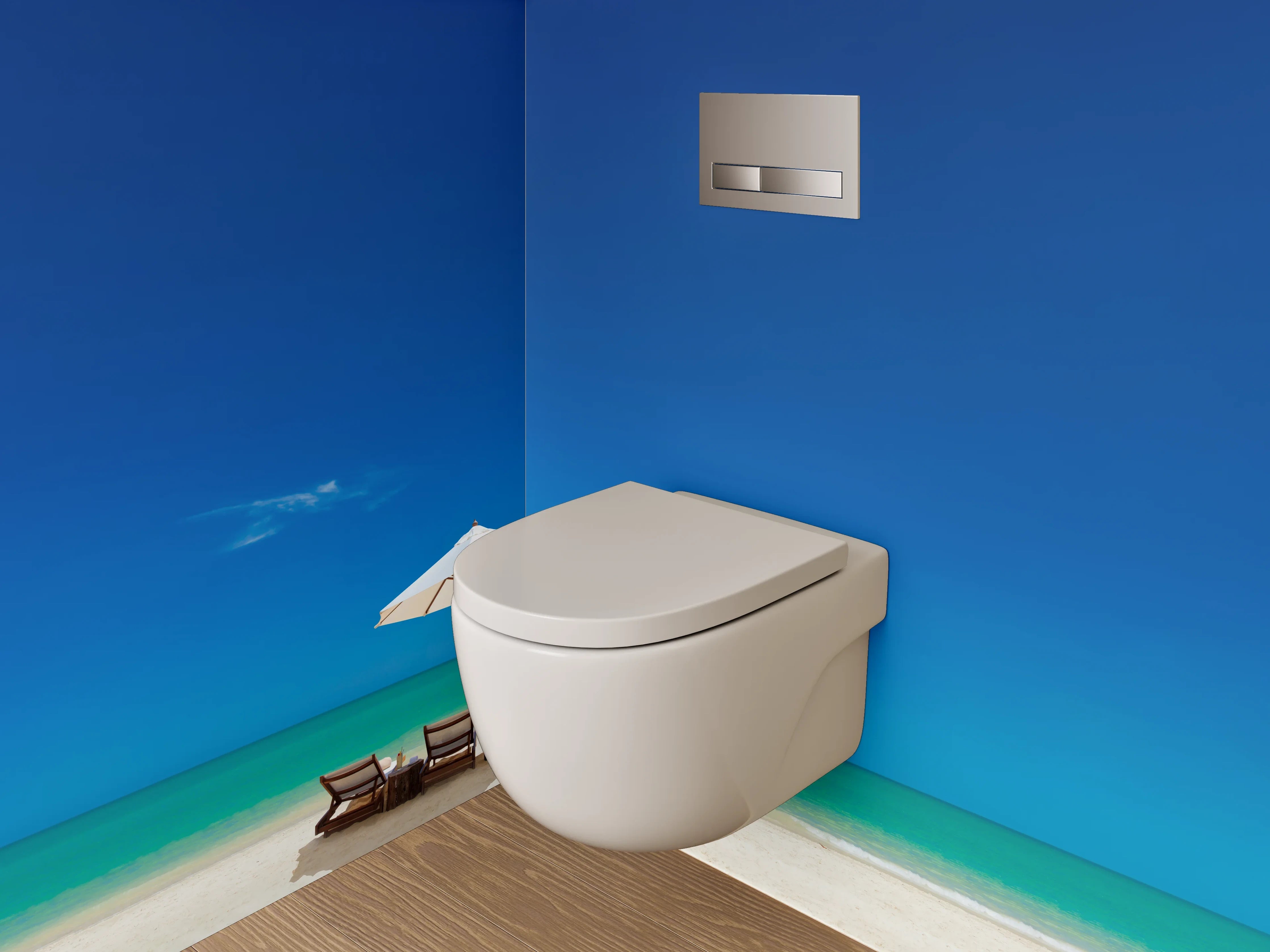 WC-Rückwand - Strandurlaub unter blauem Himmel