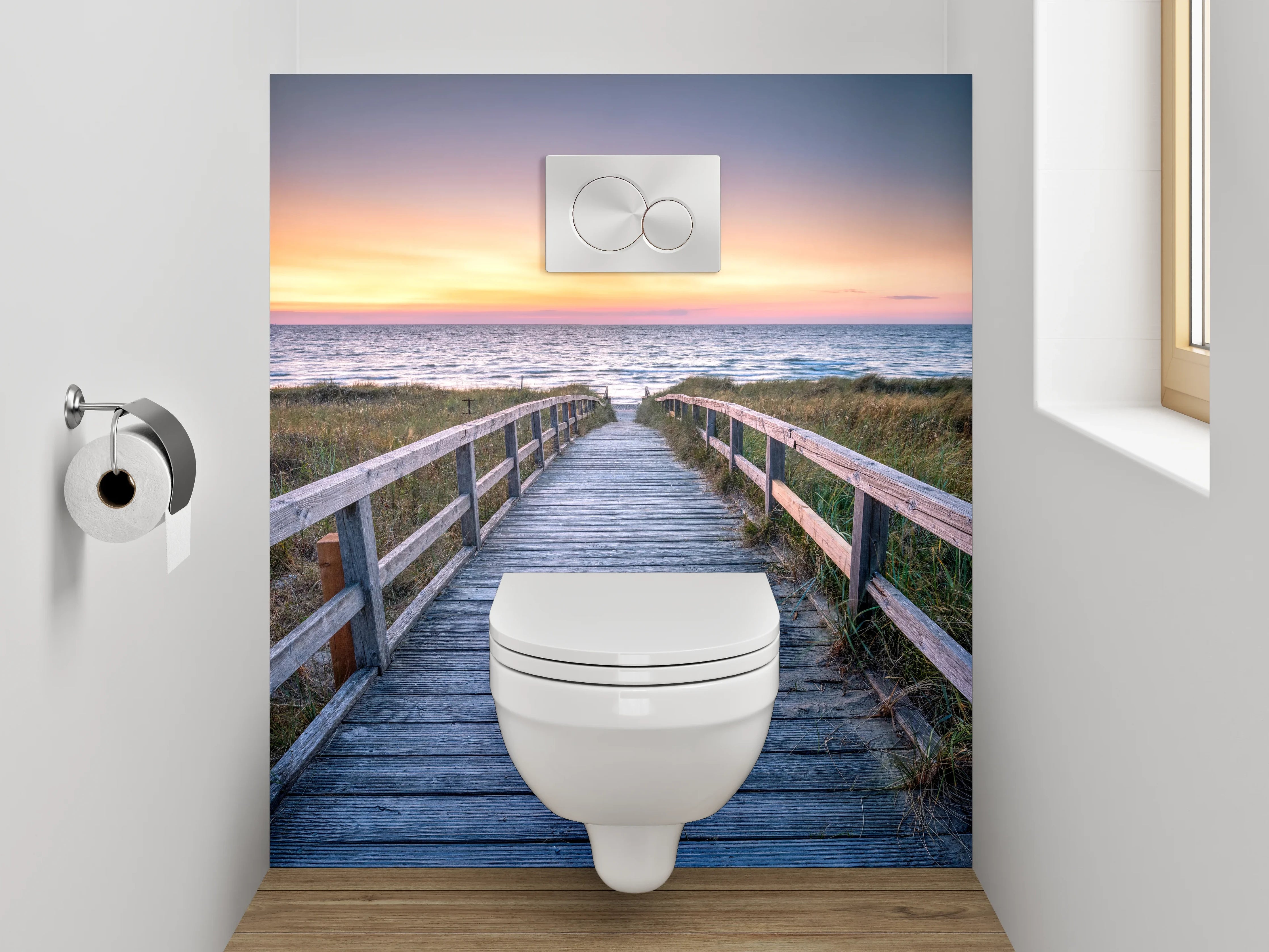 WC-Rückwand - Strandweg zum Sonnenuntergang