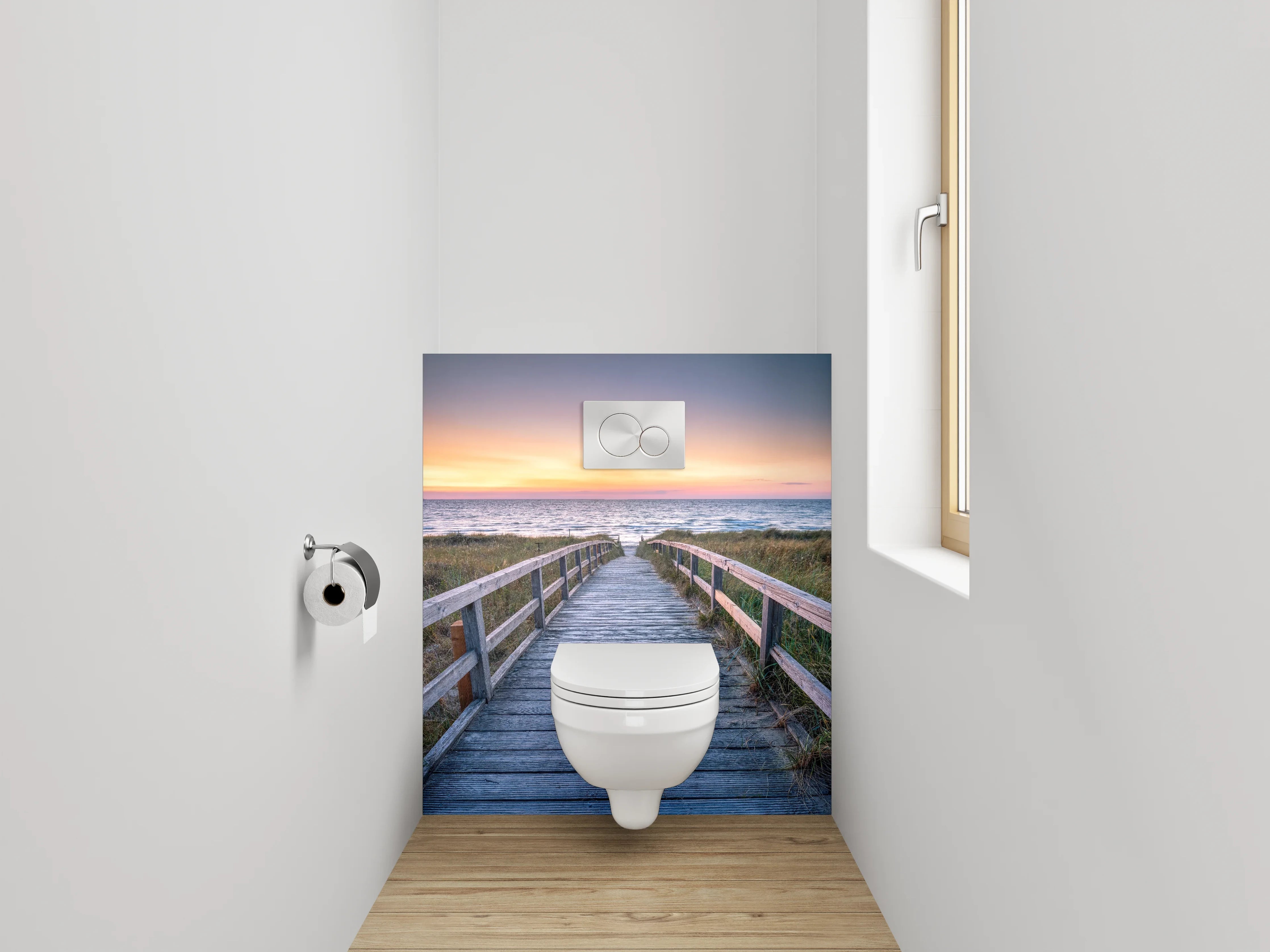 WC-Rückwand - Strandweg zum Sonnenuntergang