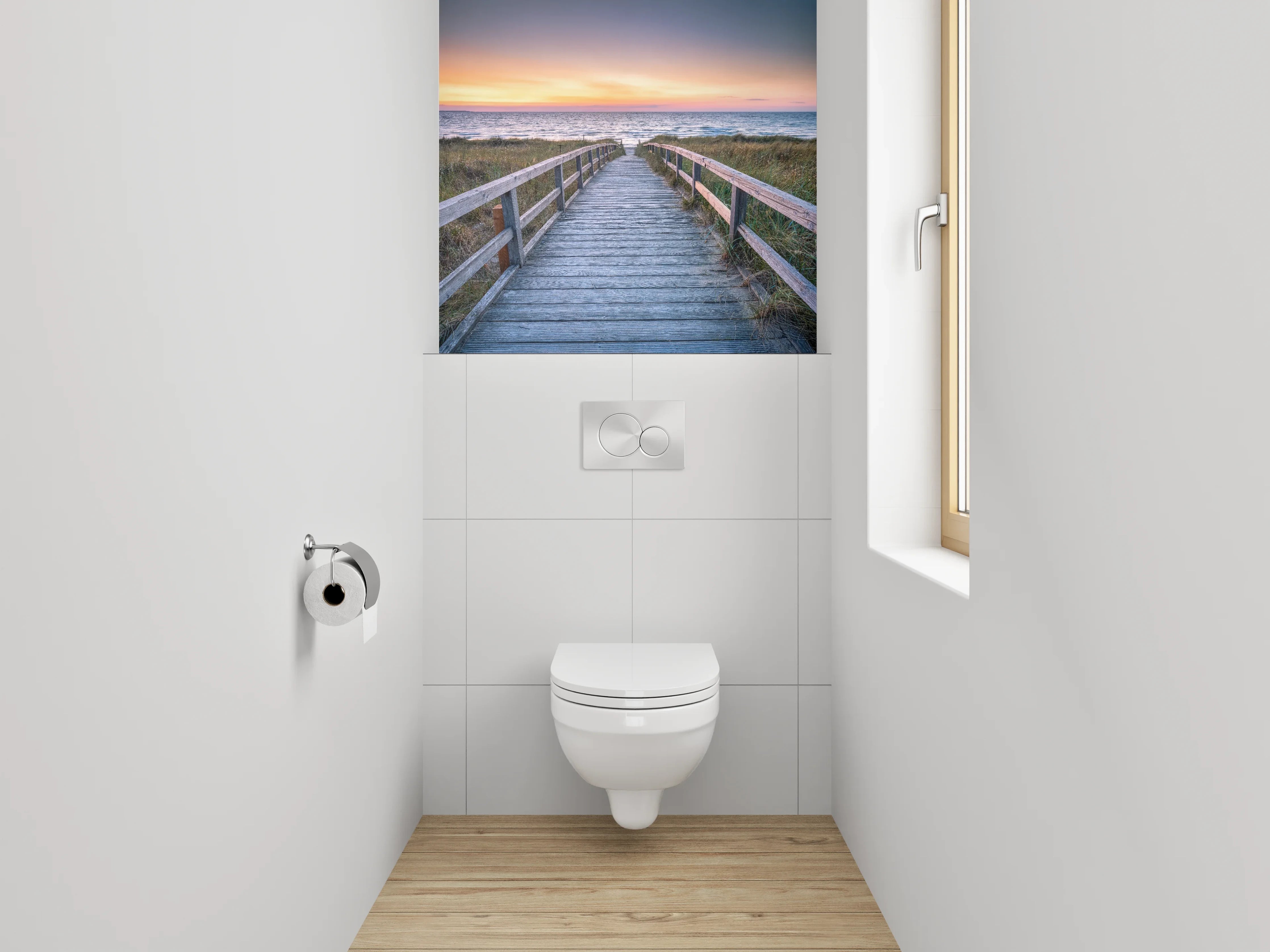 WC-Rückwand - Strandweg zum Sonnenuntergang