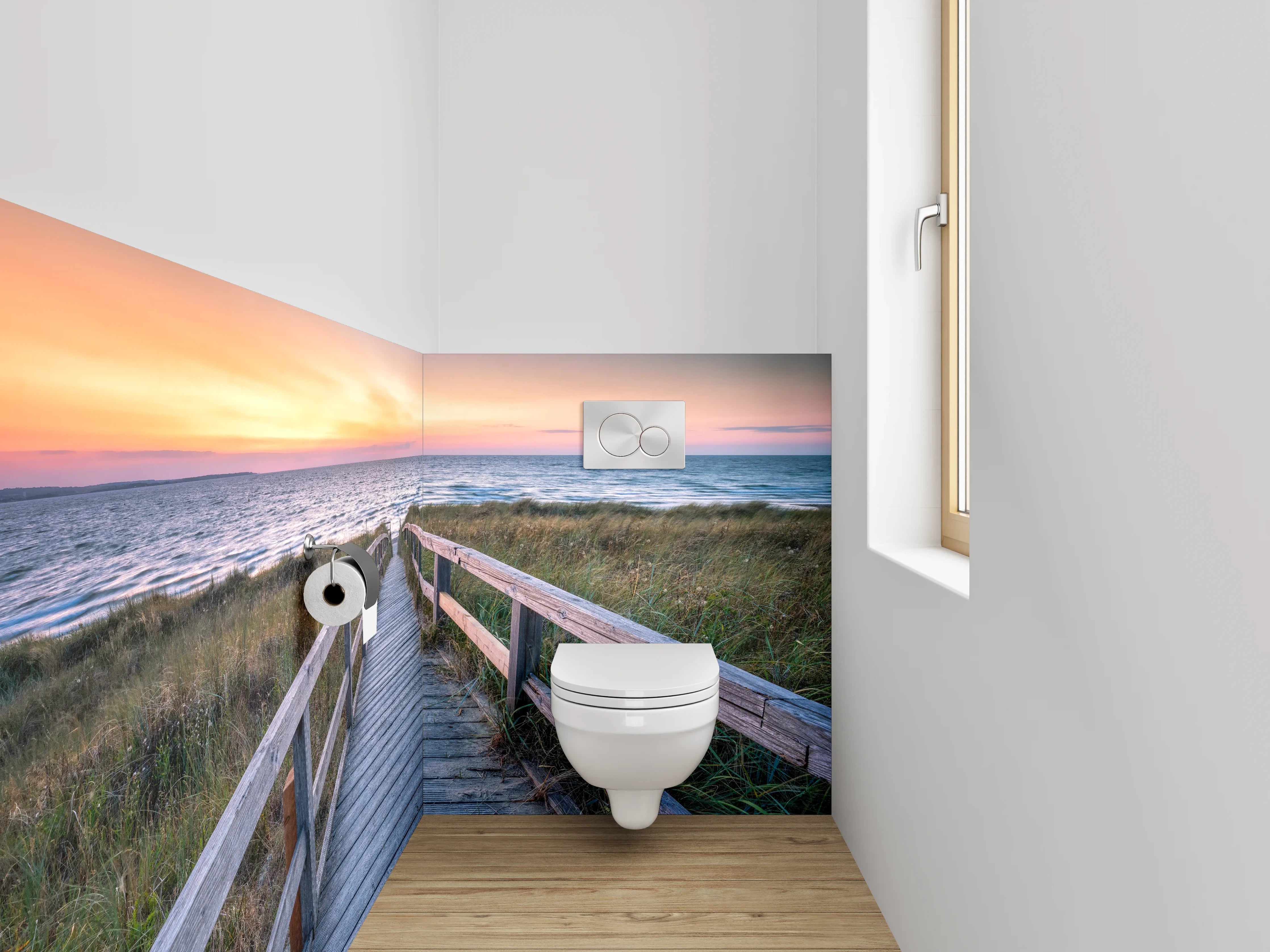 WC-Rückwand - Strandweg zum Sonnenuntergang