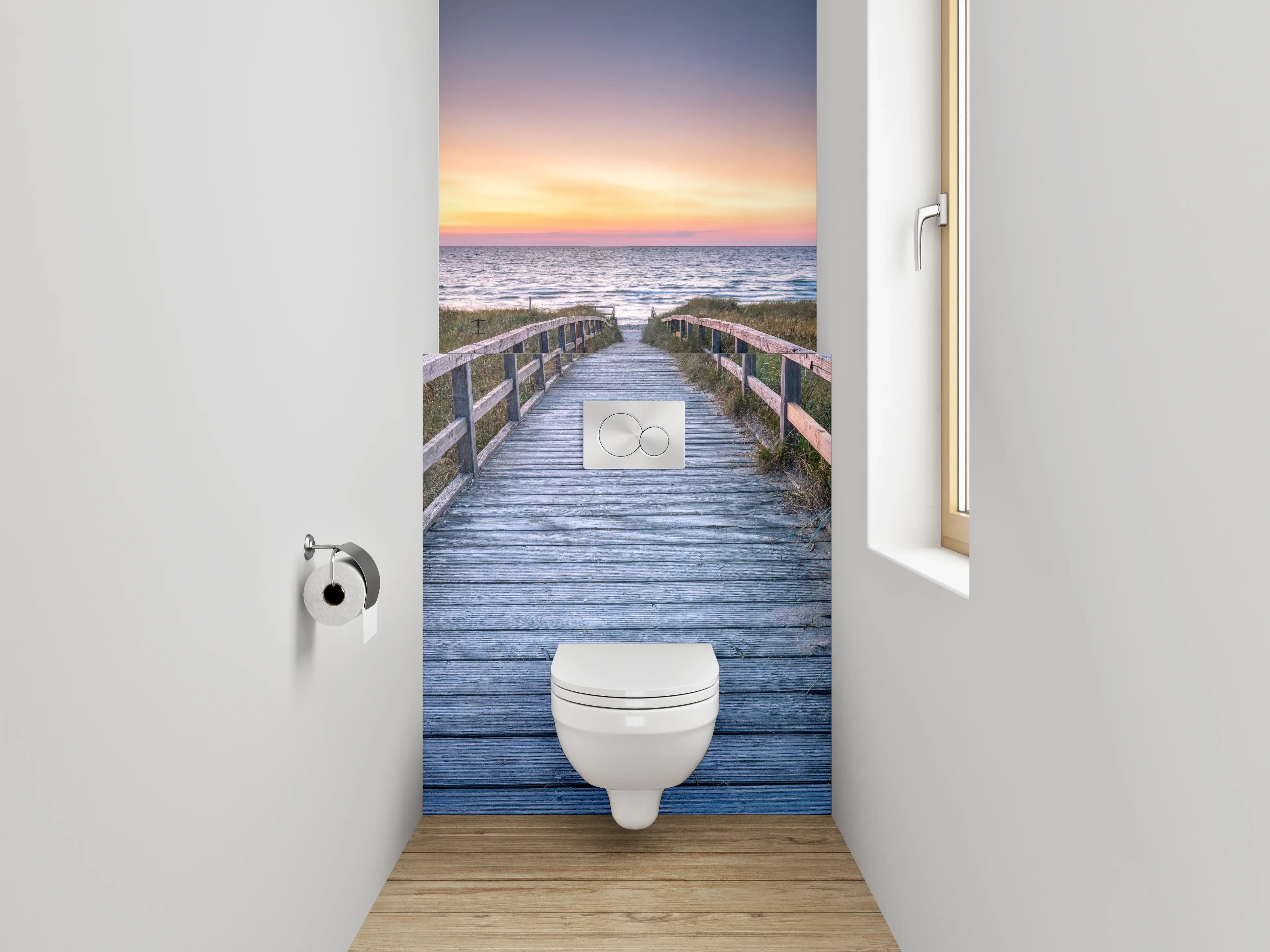 WC-Rückwand - Strandweg zum Sonnenuntergang