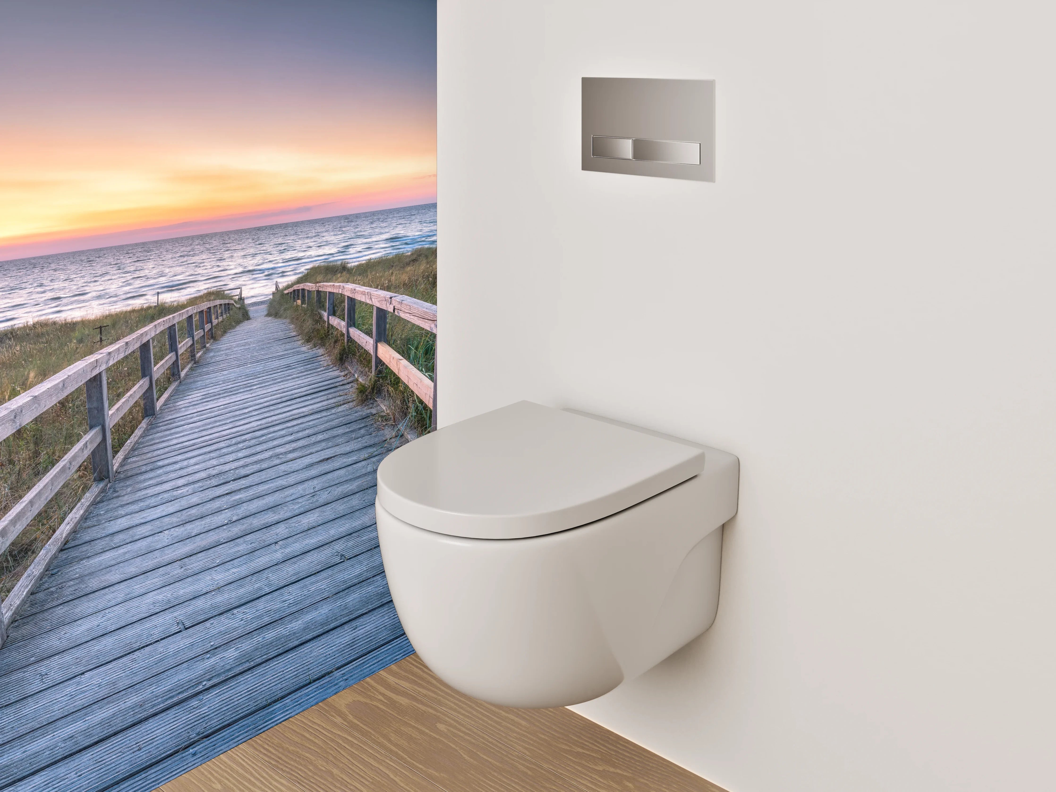 WC-Rückwand - Strandweg zum Sonnenuntergang