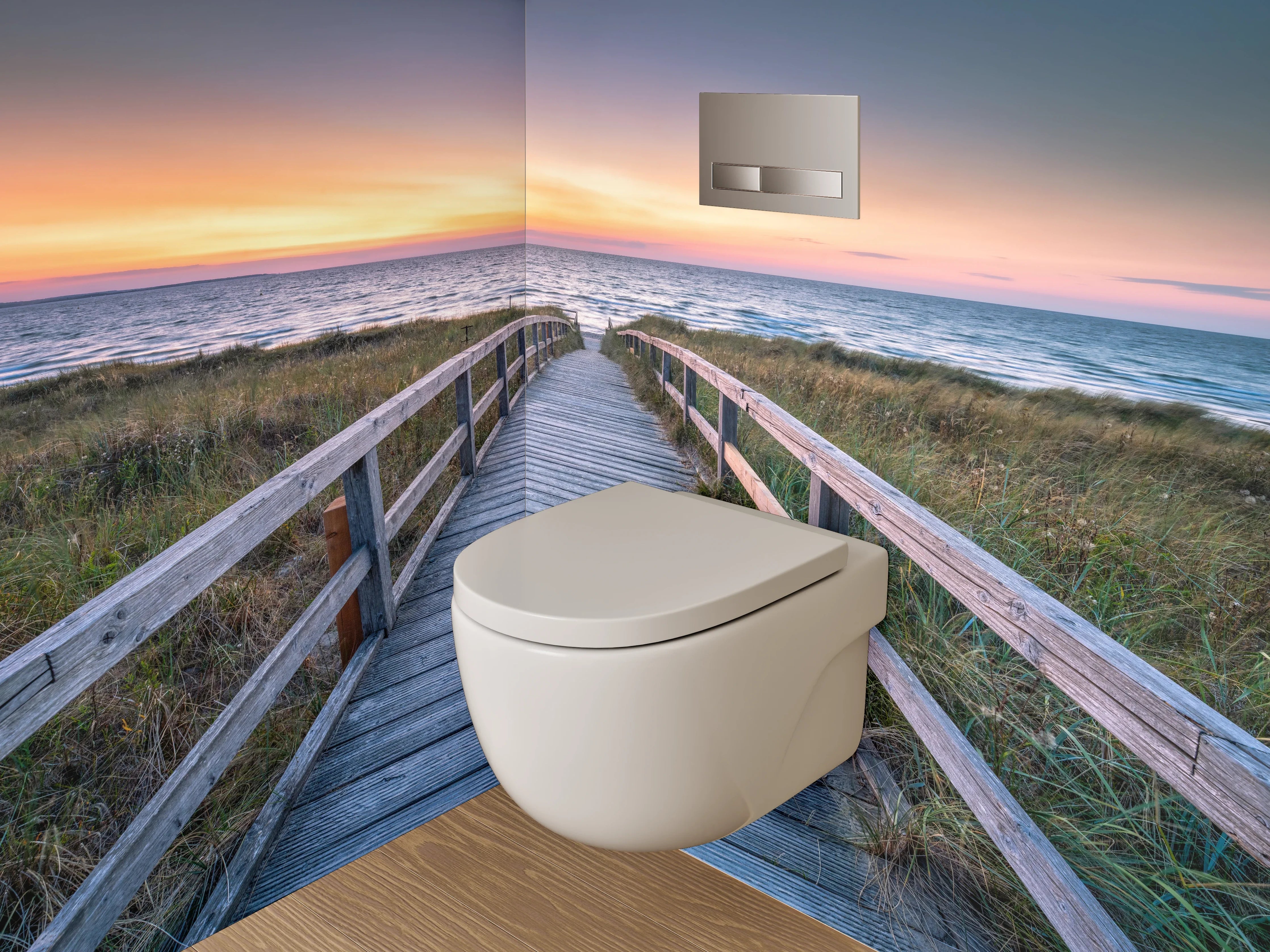WC-Rückwand - Strandweg zum Sonnenuntergang