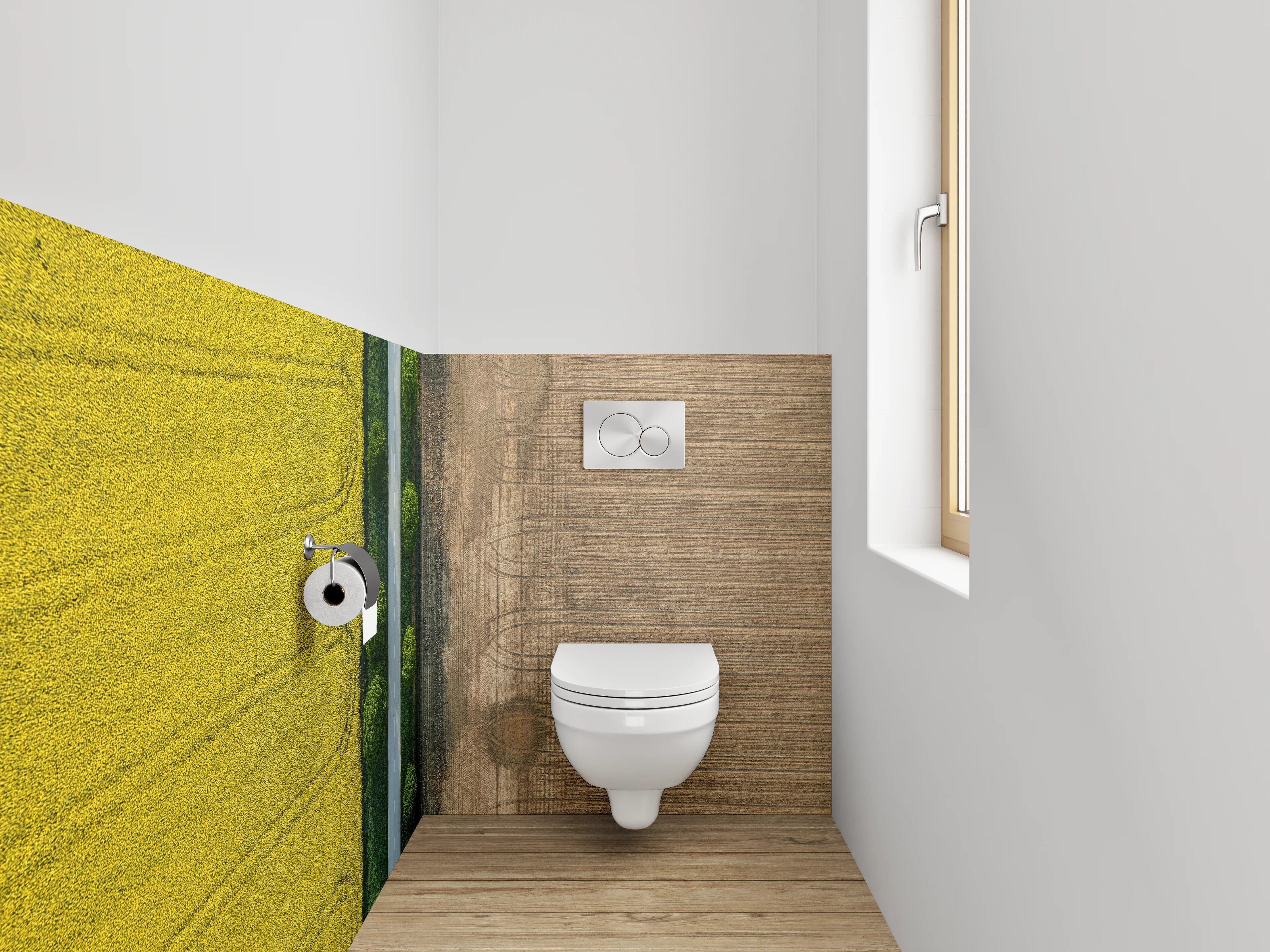 WC-Rückwand - Straße zwischen Feldern Luftaufnahme