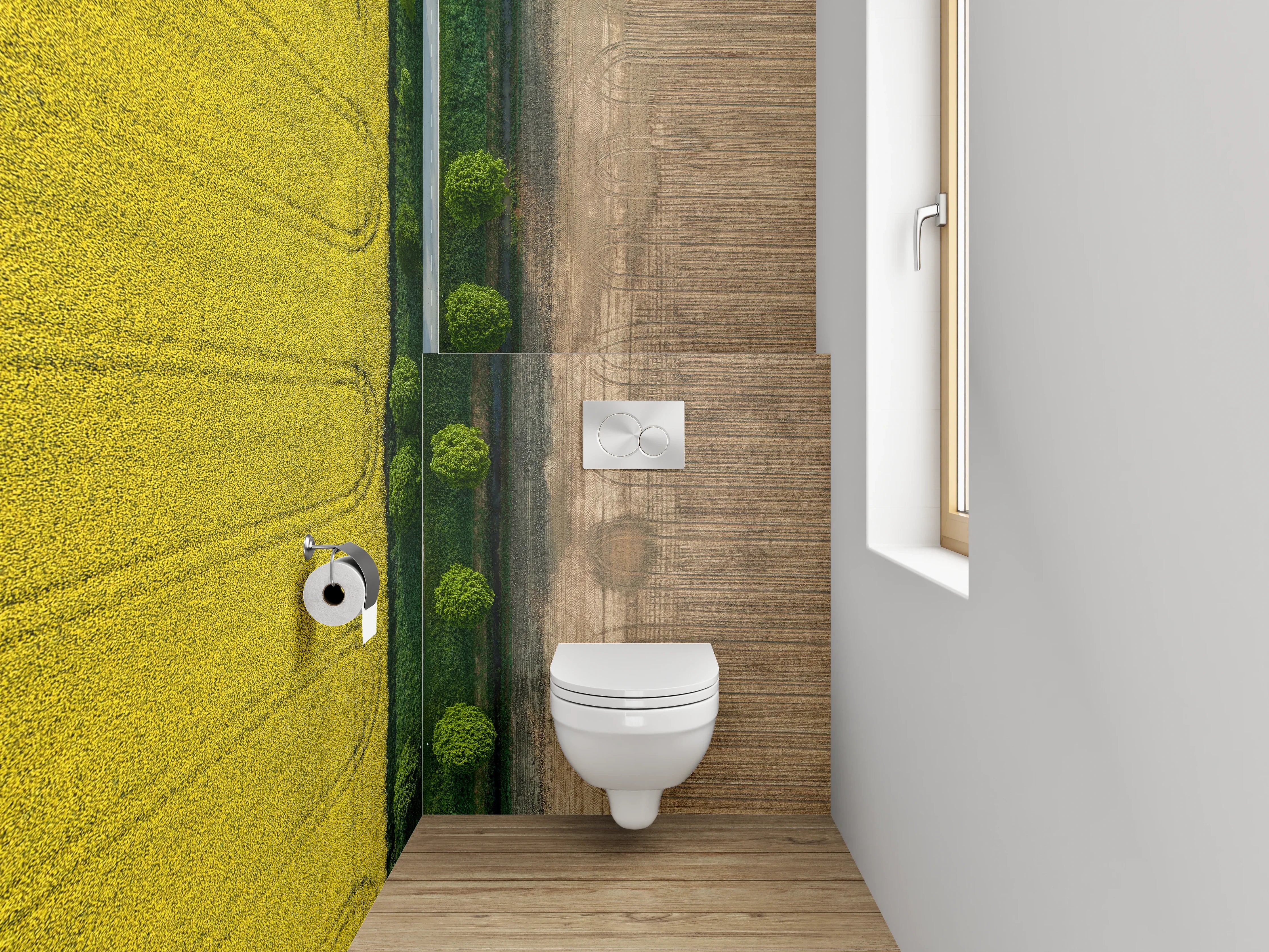 WC-Rückwand - Straße zwischen Feldern Luftaufnahme
