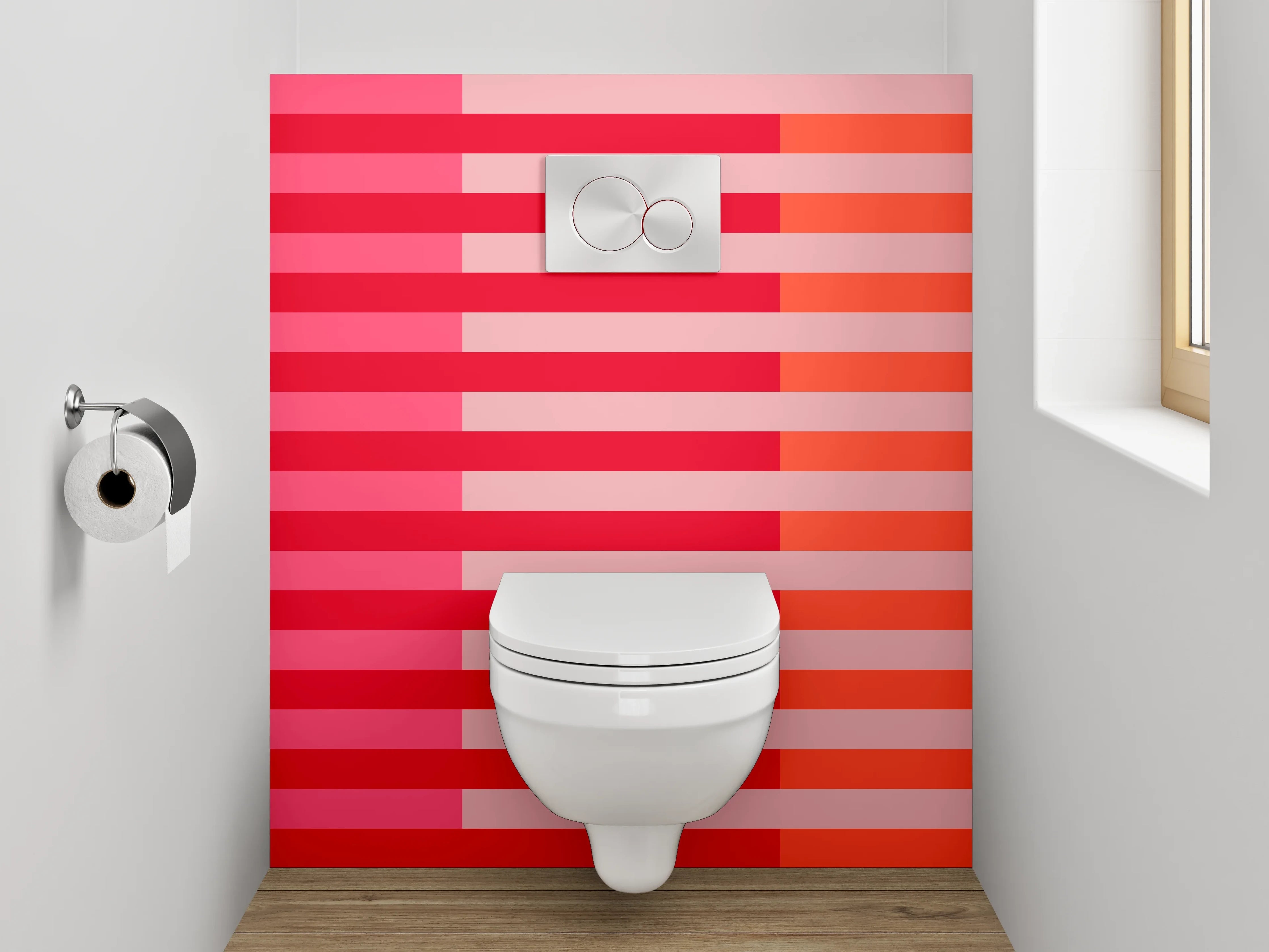 WC-Rückwand - Streifen Abstrakt Pink Rot Orange