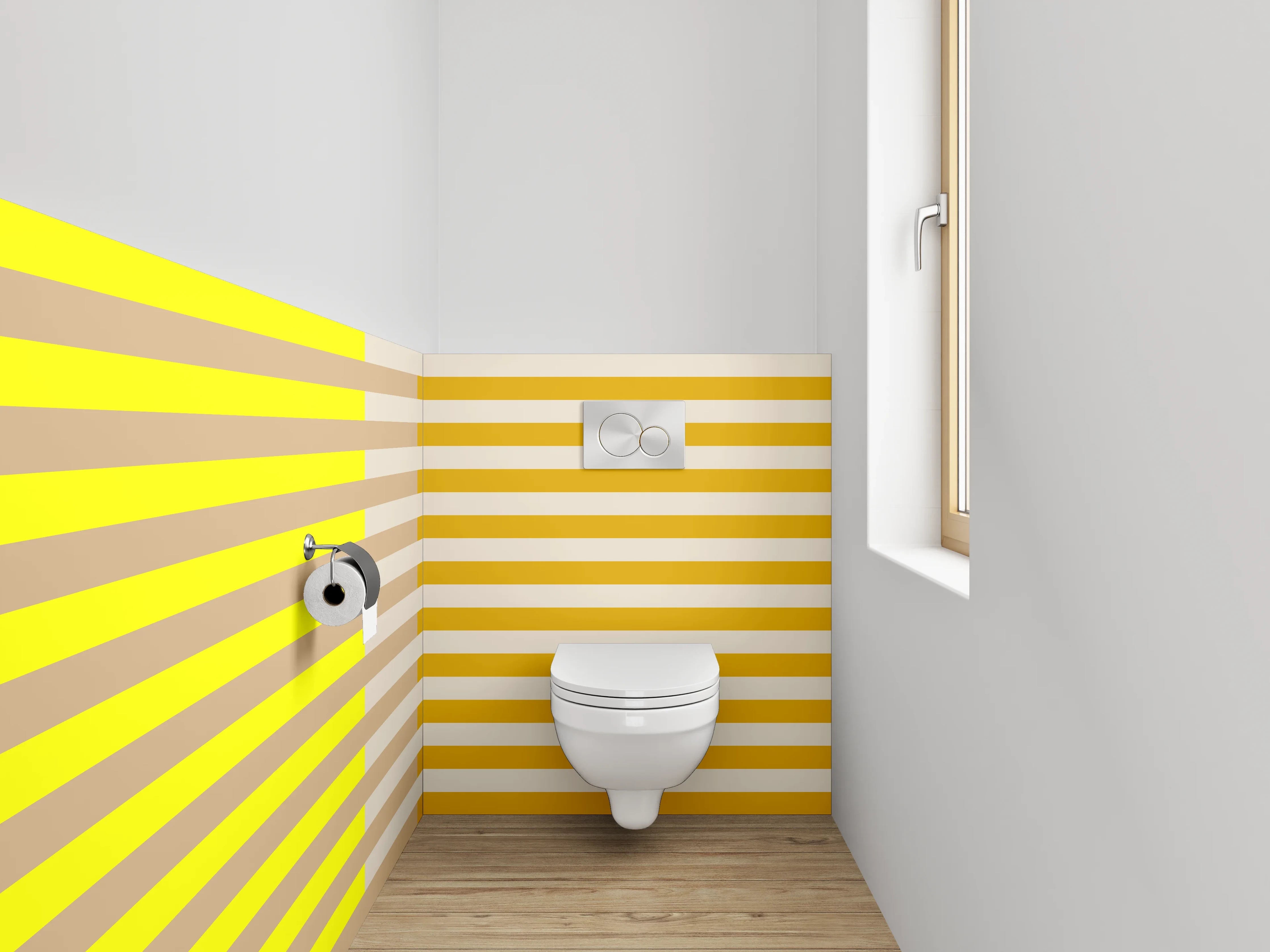 WC-Rückwand - Streifen Gelb Beige Braun Modern