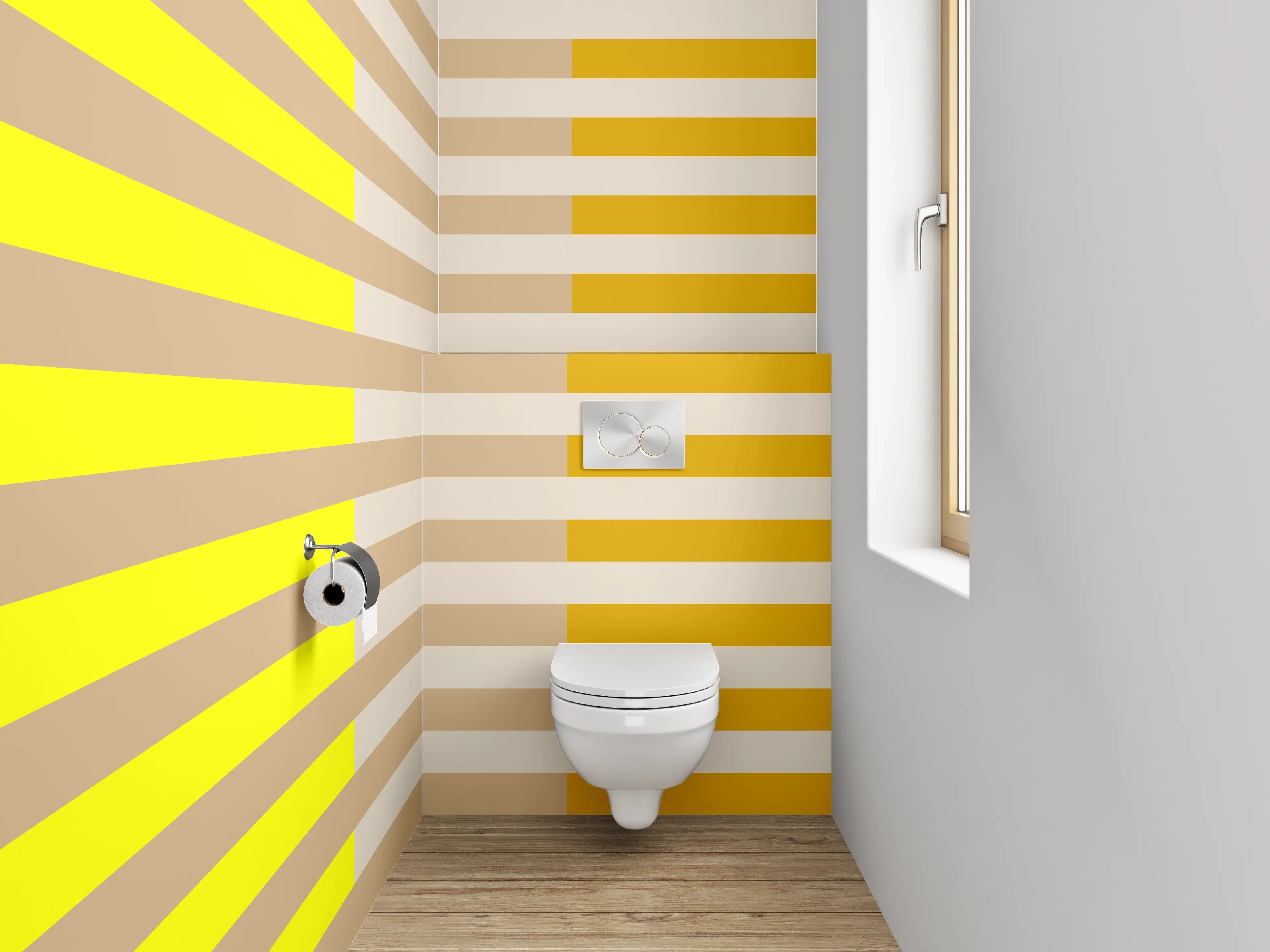 WC-Rückwand - Streifen Gelb Beige Braun Modern