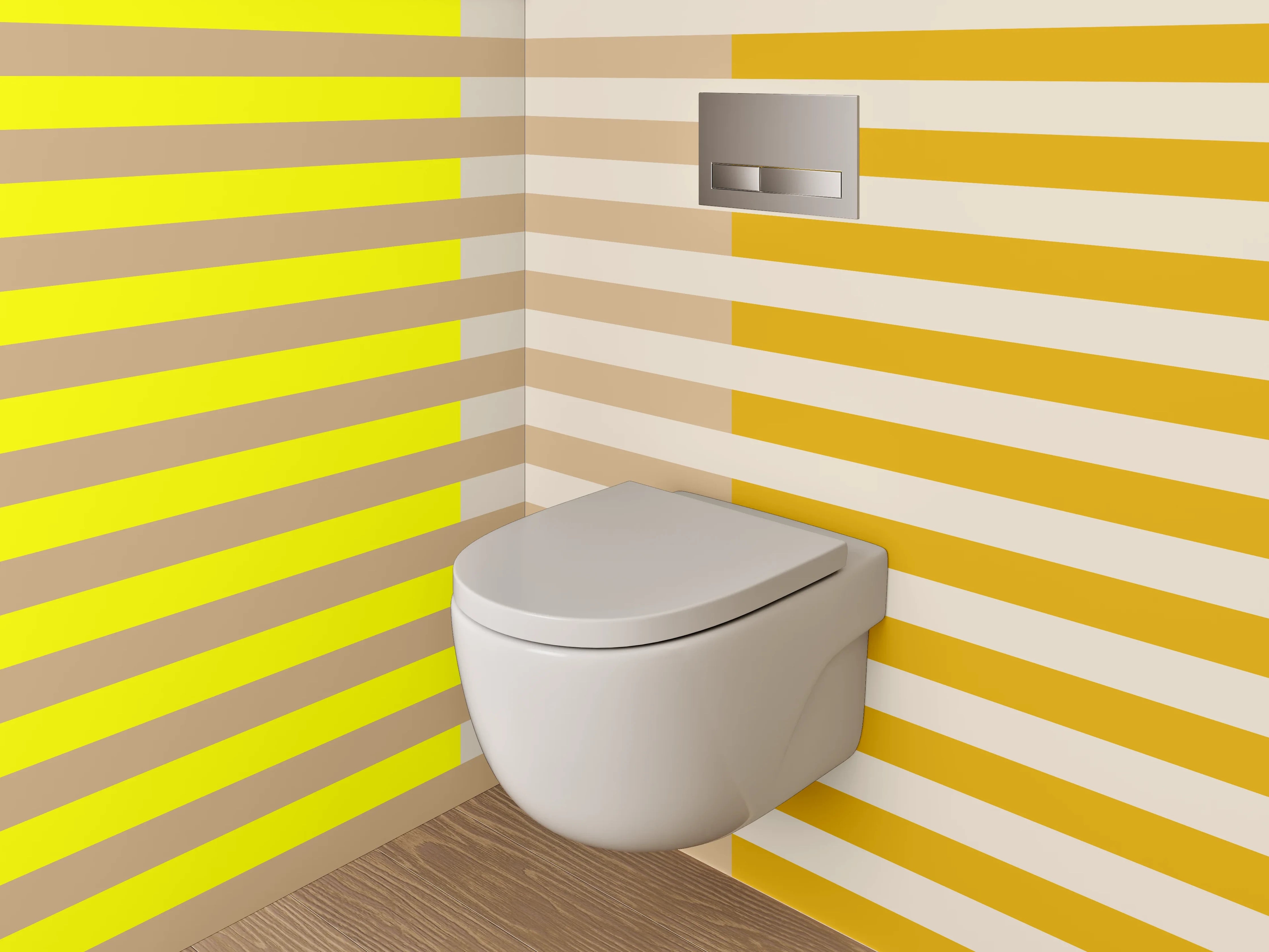 WC-Rückwand - Streifen Gelb Beige Braun Modern