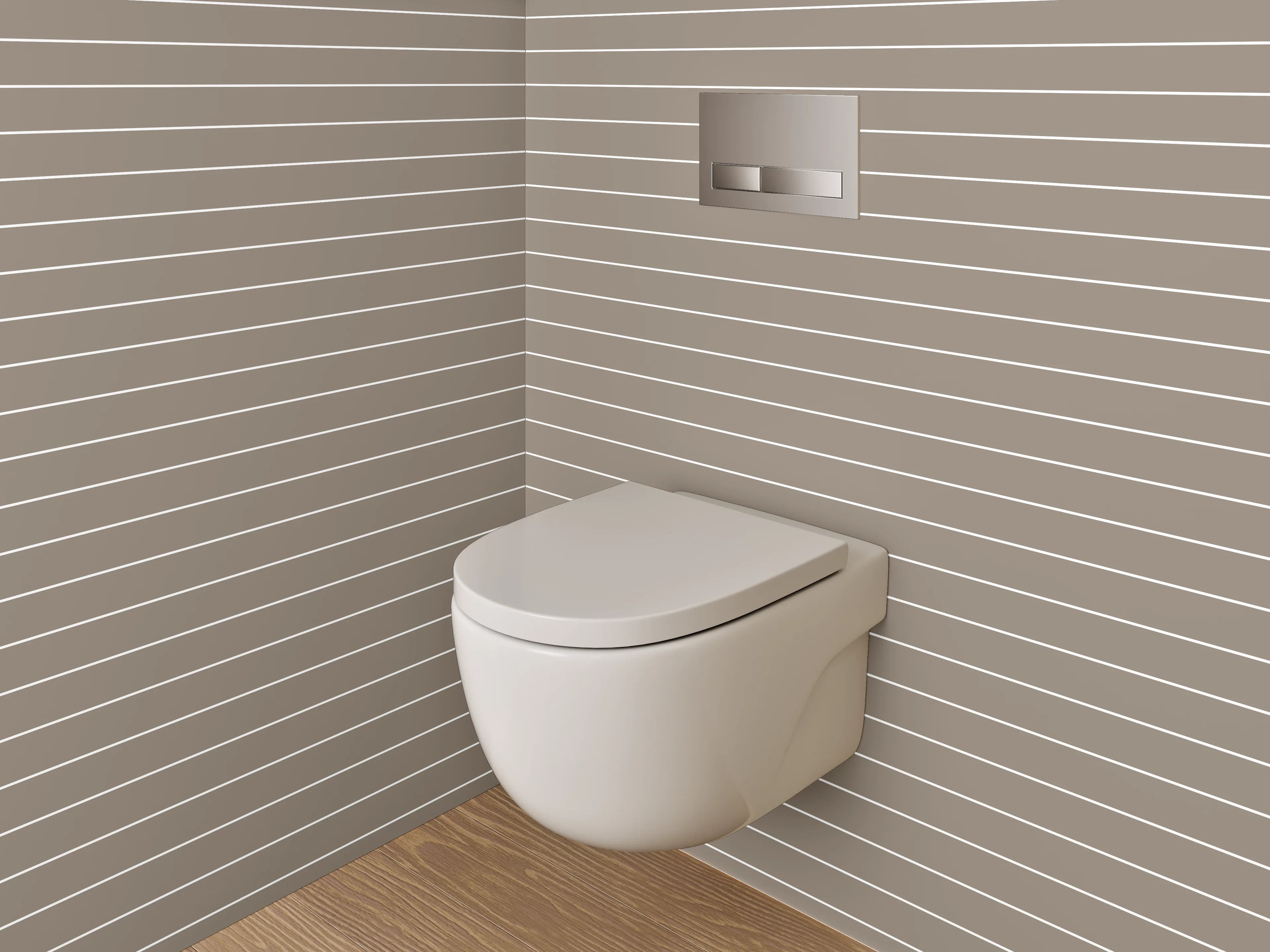 WC-Rückwand - Streifen Muster Beige Grau Modern